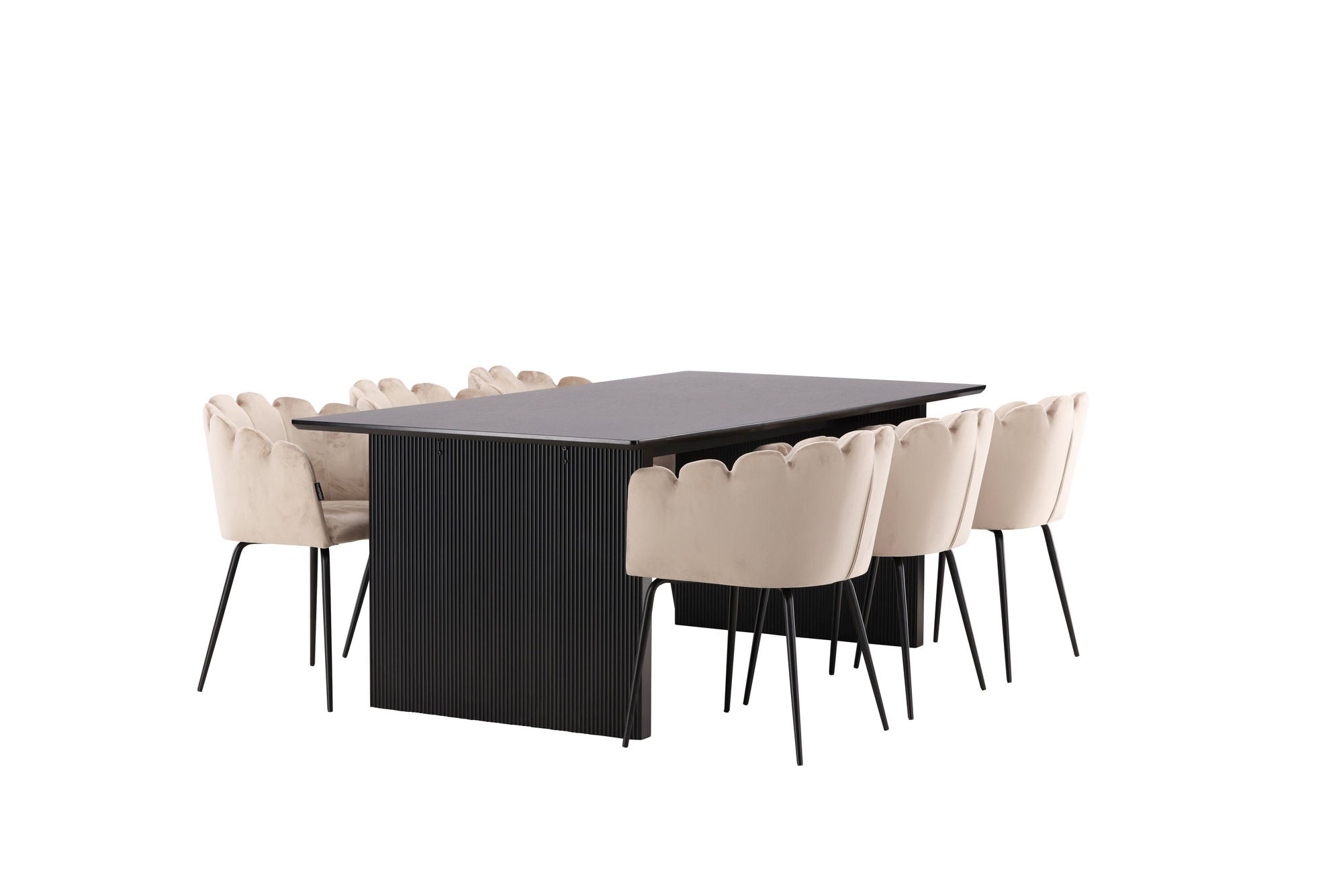 Venture Home Vail spisebord - Black / Smoked Black MDF +Limhamn stol - Black / Beige Velvet _6