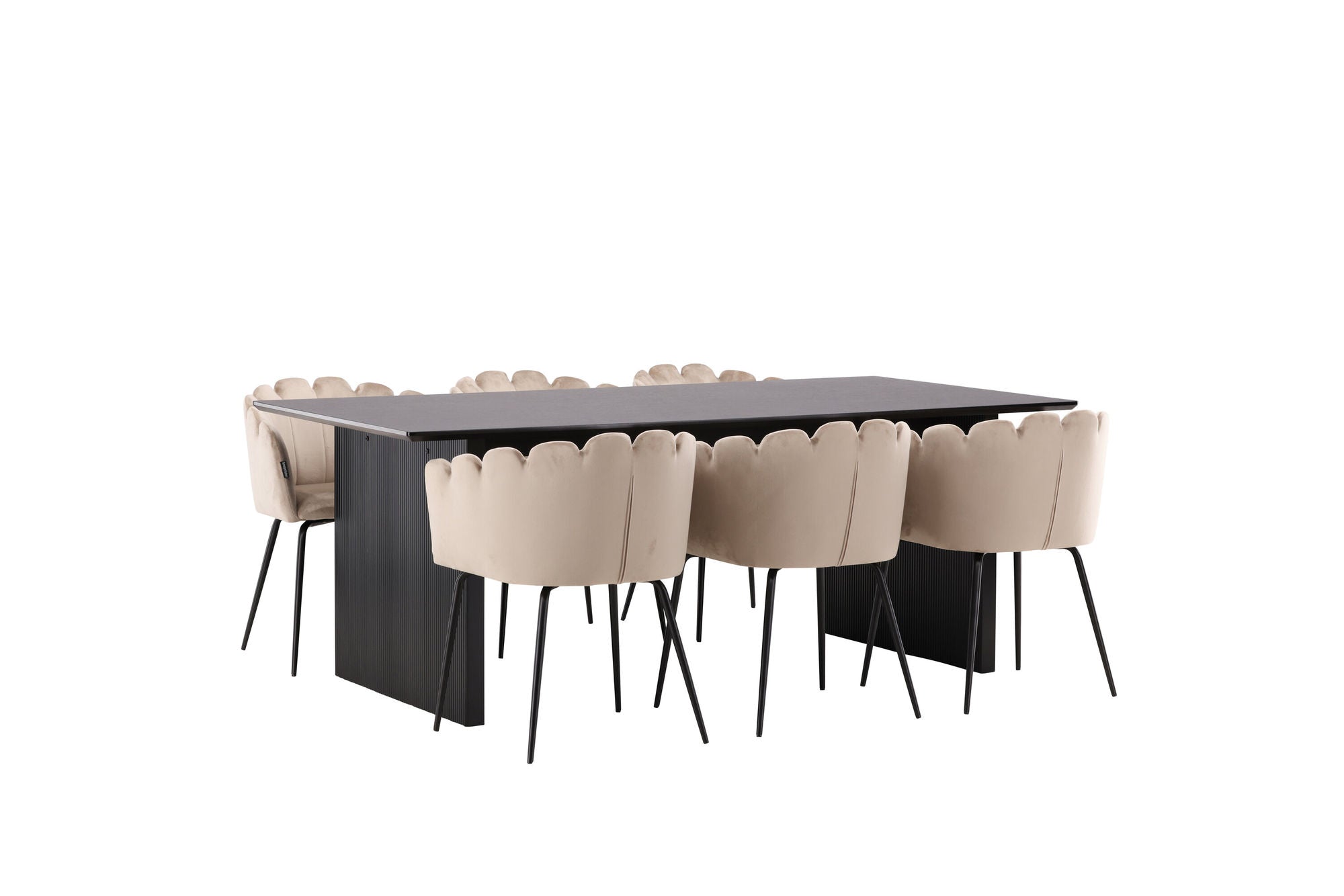 Venture Home Vail spisebord - Black / Smoked Black MDF +Limhamn stol - Black / Beige Velvet _6