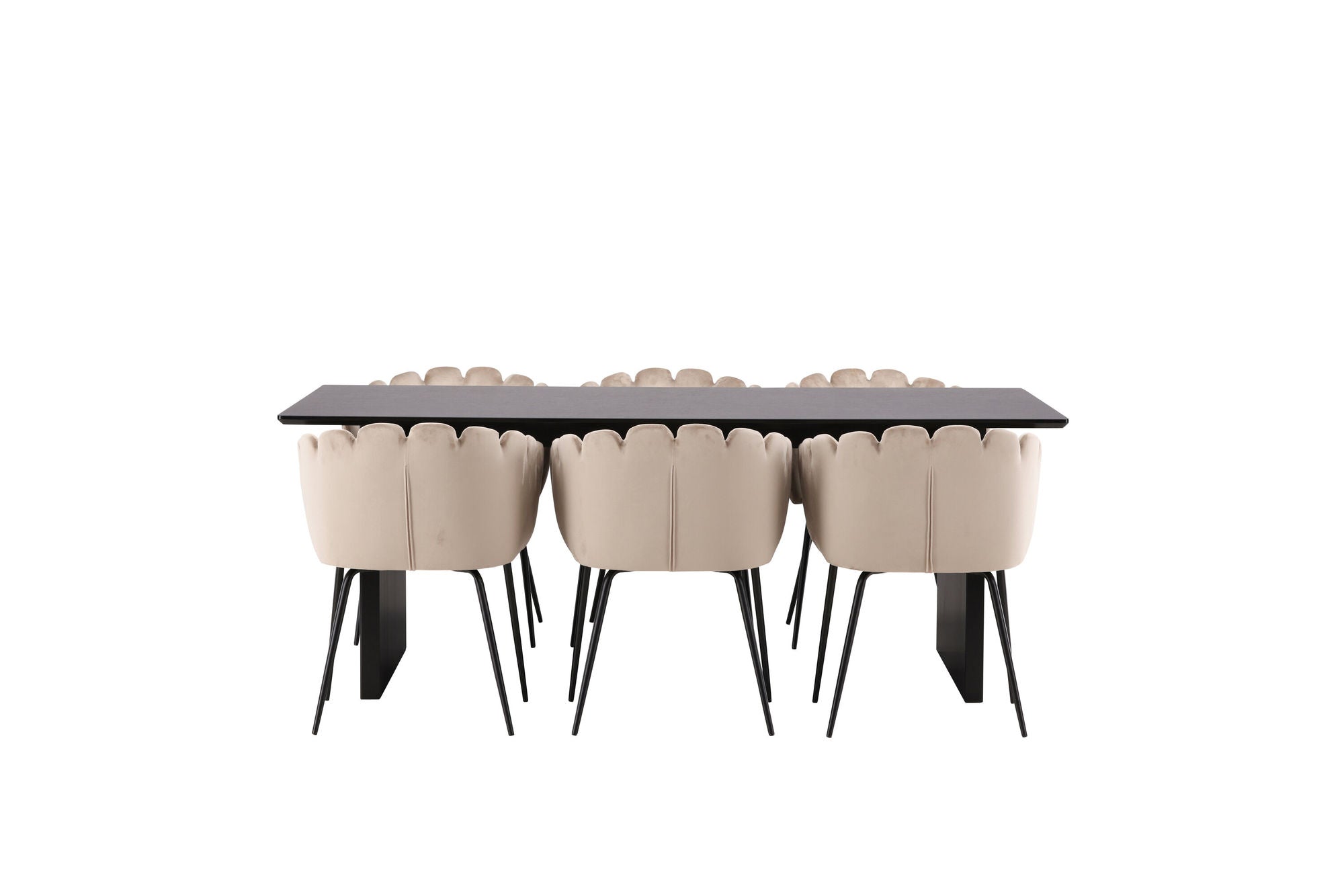 Venture Home Vail spisebord - Black / Smoked Black MDF +Limhamn stol - Black / Beige Velvet _6