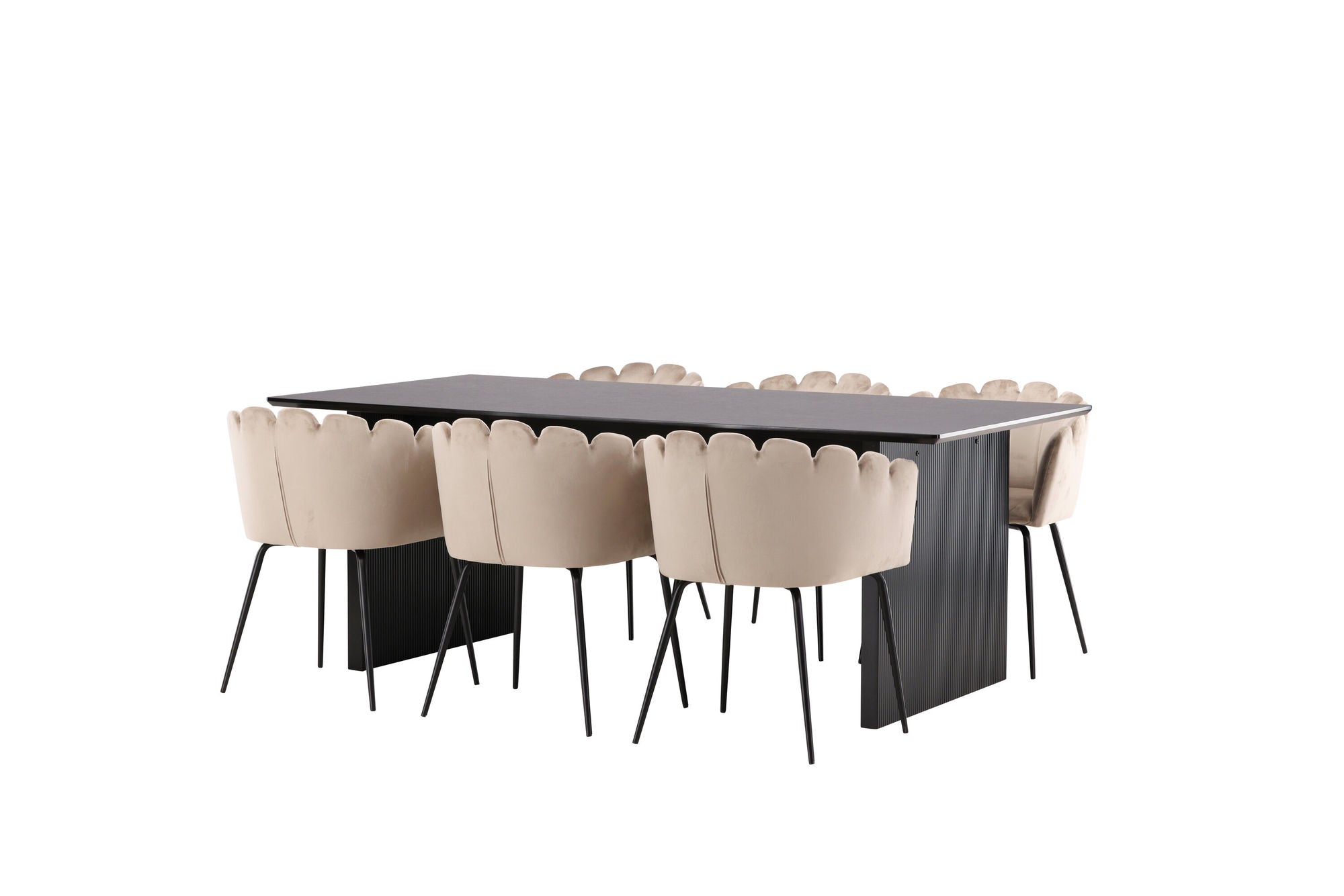 Venture Home Vail spisebord - Black / Smoked Black MDF +Limhamn stol - Black / Beige Velvet _6
