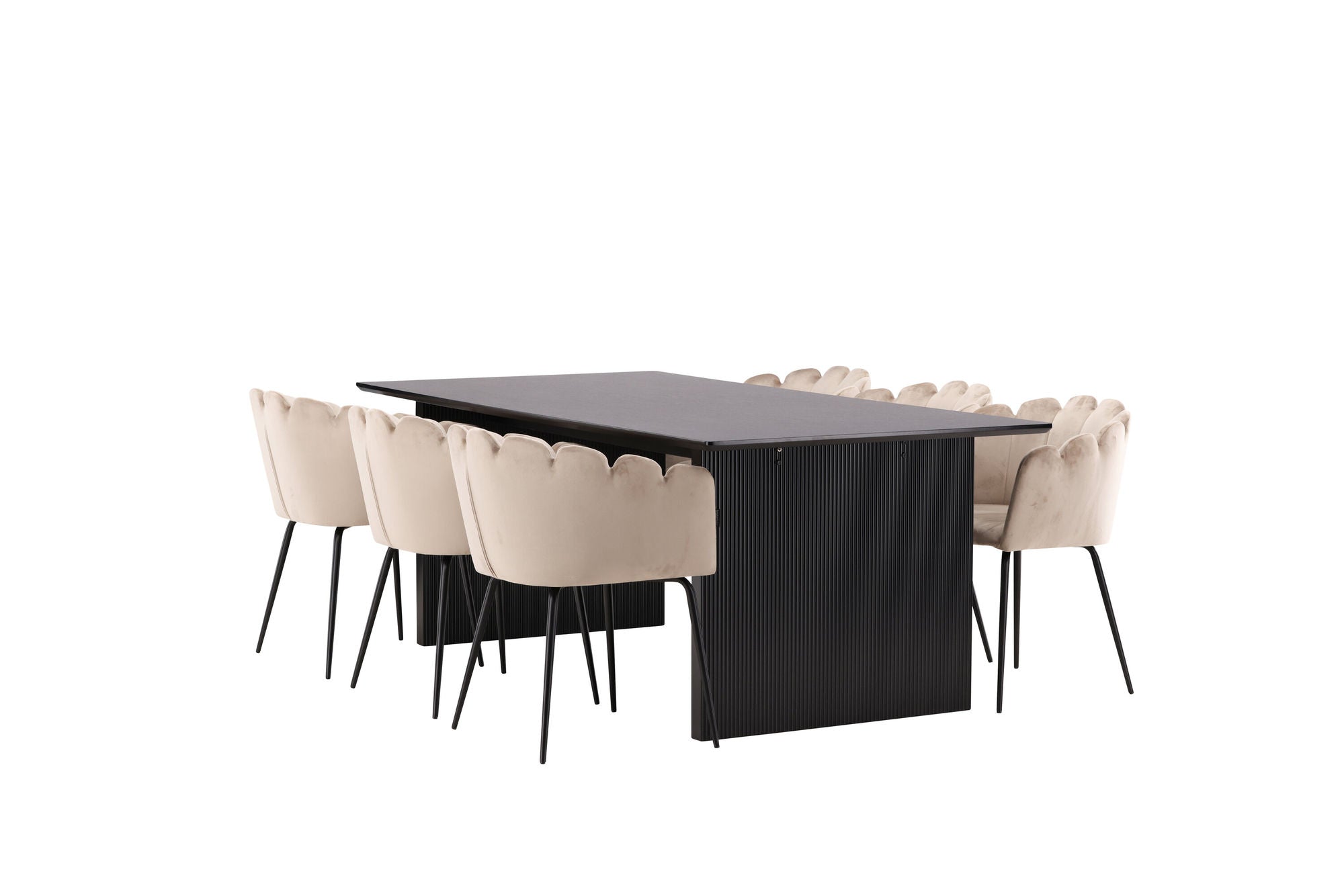 Venture Home Vail spisebord - Black / Smoked Black MDF +Limhamn stol - Black / Beige Velvet _6