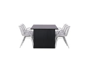 Venture Home Vail spisebord - Black / Smoked Black MDF +Dyrön Spisebordsstol - Greige Polypropylene _6