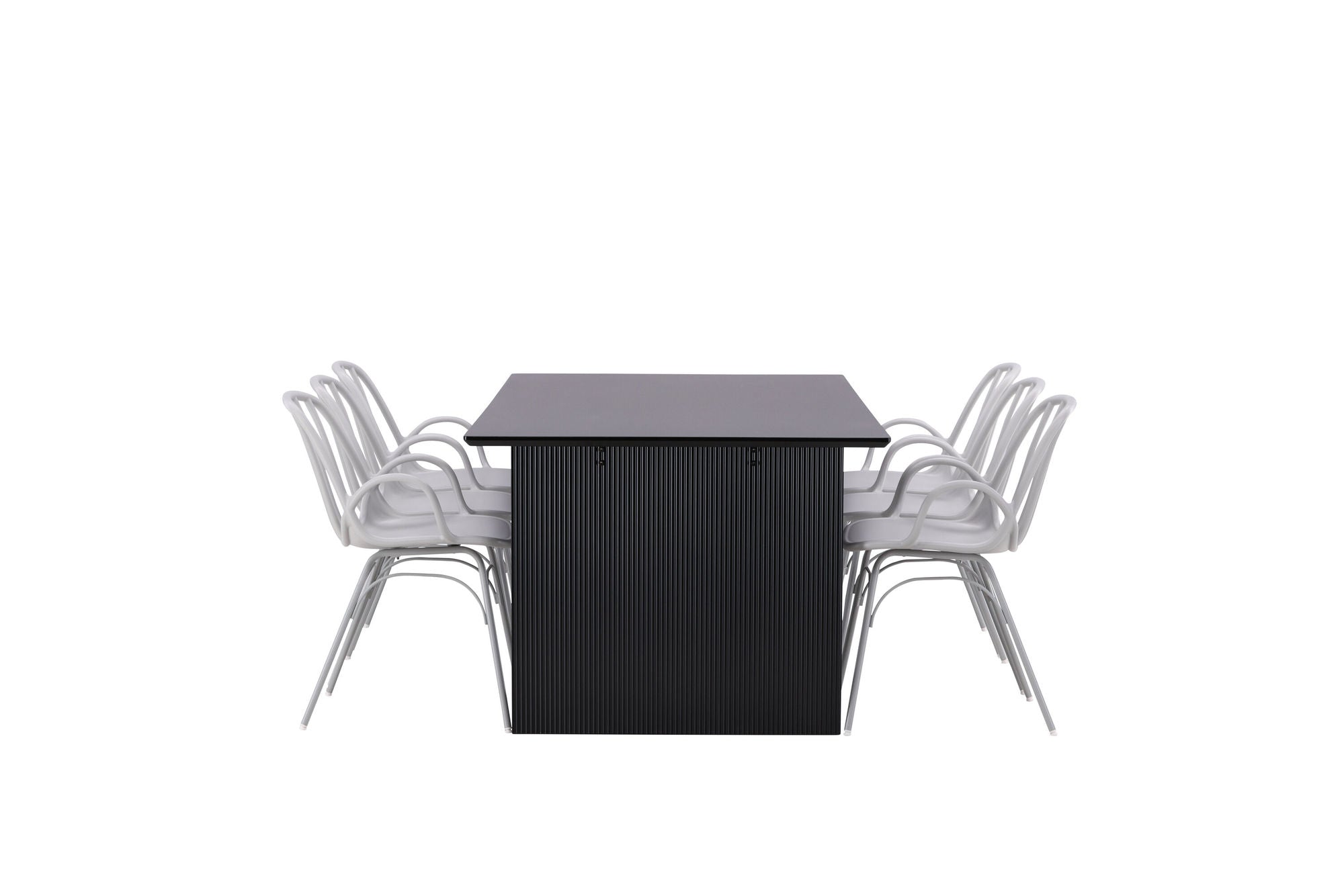 Venture Home Vail spisebord - Black / Smoked Black MDF +Dyrön Spisebordsstol - Greige Polypropylene _6