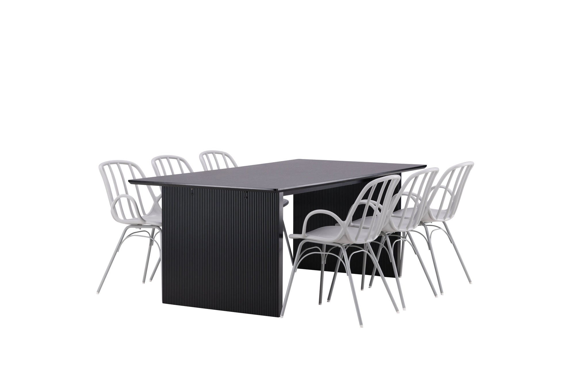Venture Home Vail spisebord - Black / Smoked Black MDF +Dyrön Spisebordsstol - Greige Polypropylene _6