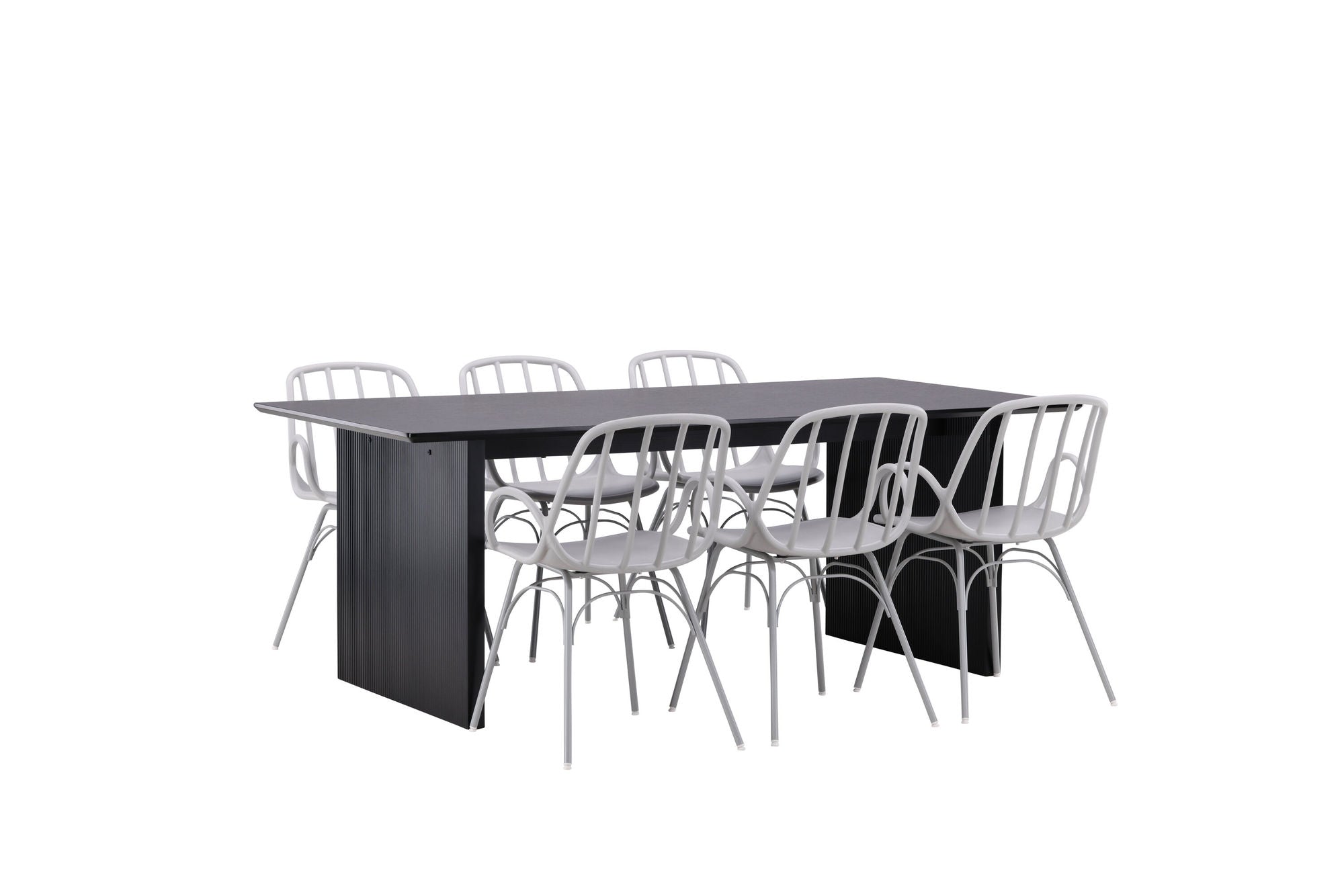 Venture Home Vail spisebord - Black / Smoked Black MDF +Dyrön Spisebordsstol - Greige Polypropylene _6