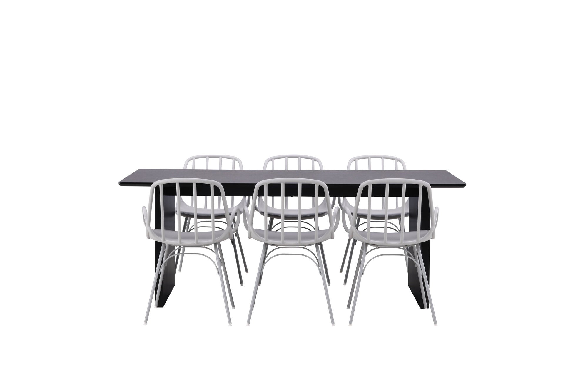 Venture Home Vail spisebord - Black / Smoked Black MDF +Dyrön Spisebordsstol - Greige Polypropylene _6