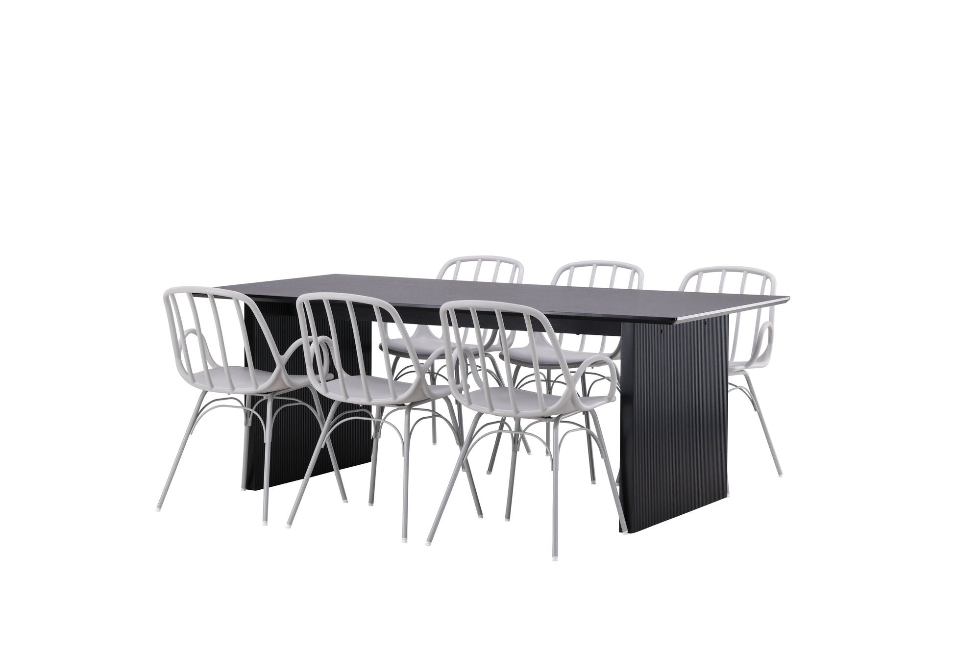 Venture Home Vail spisebord - Black / Smoked Black MDF +Dyrön Spisebordsstol - Greige Polypropylene _6