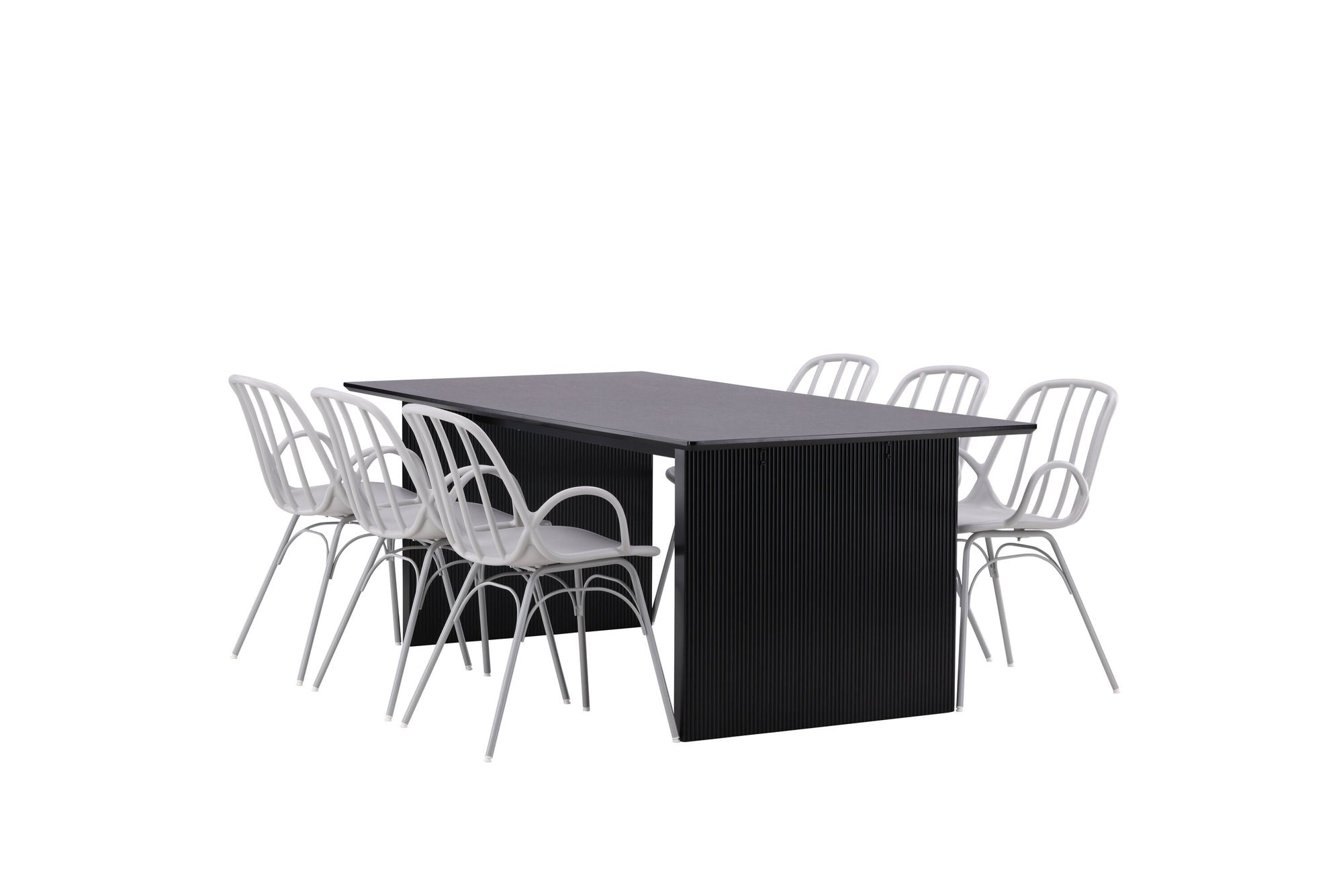 Venture Home Vail spisebord - Black / Smoked Black MDF +Dyrön Spisebordsstol - Greige Polypropylene _6