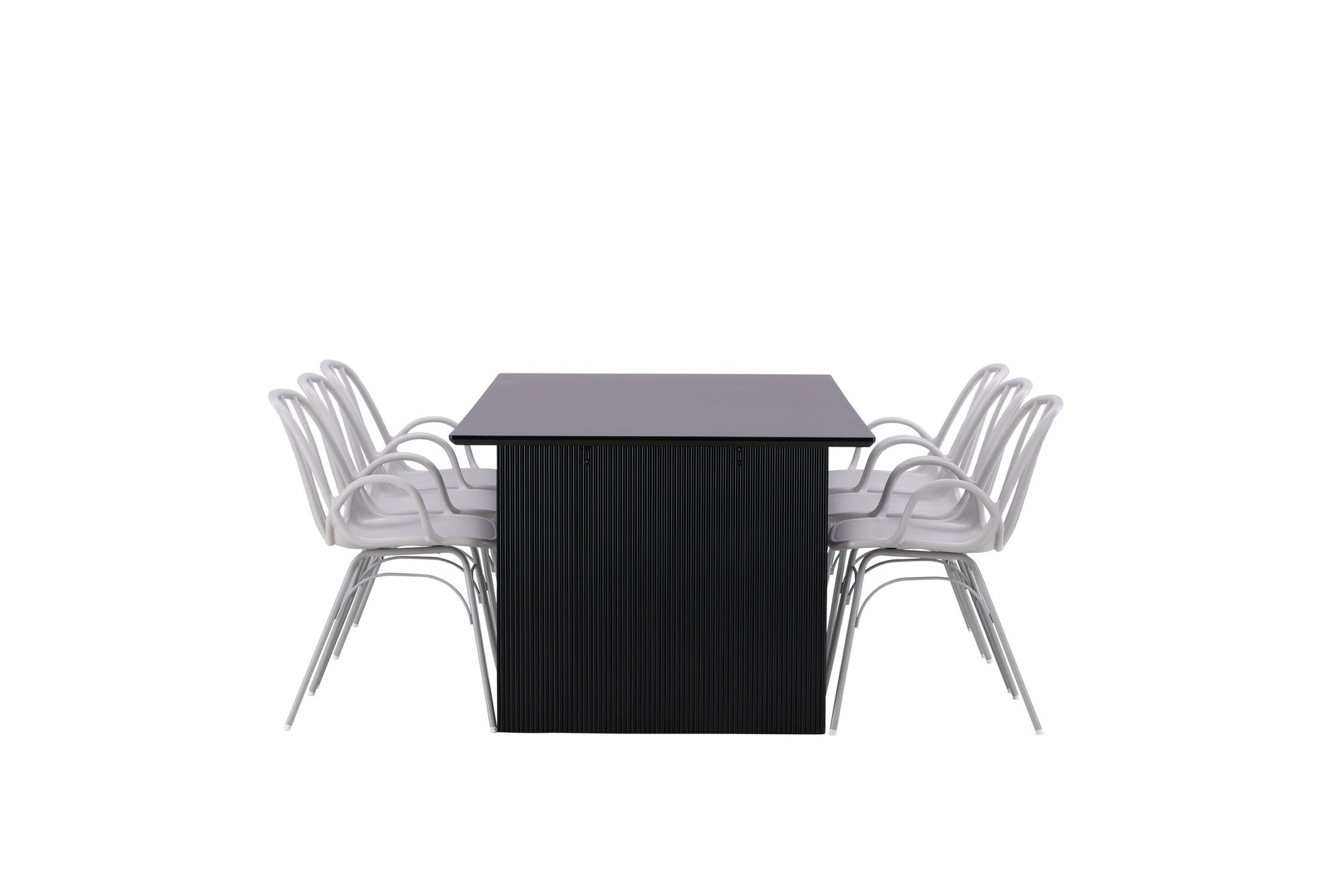 Venture Home Vail spisebord - Black / Smoked Black MDF +Dyrön Spisebordsstol - Greige Polypropylene _6