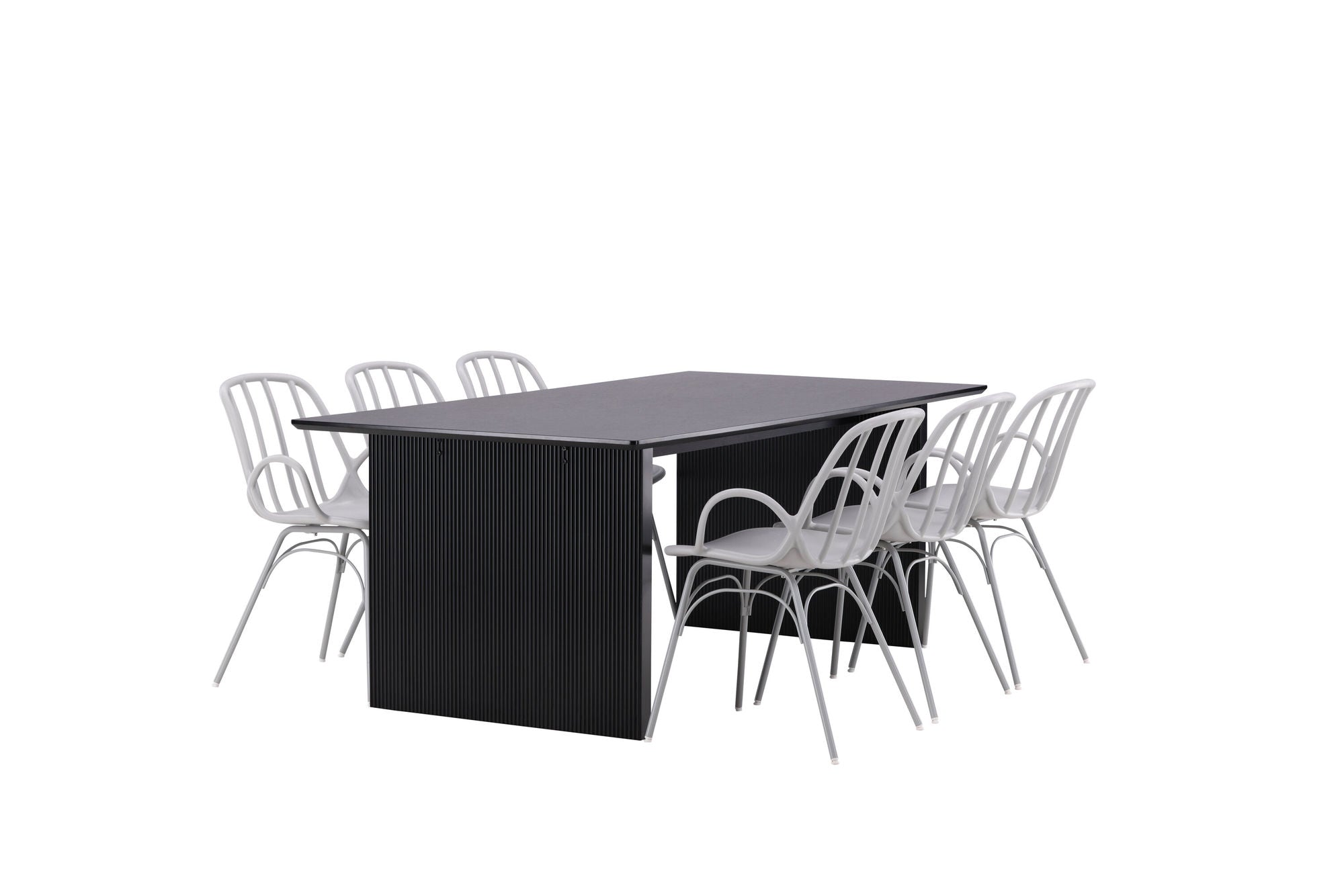 Venture Home Vail spisebord - Black / Smoked Black MDF +Dyrön Spisebordsstol - Greige Polypropylene _6