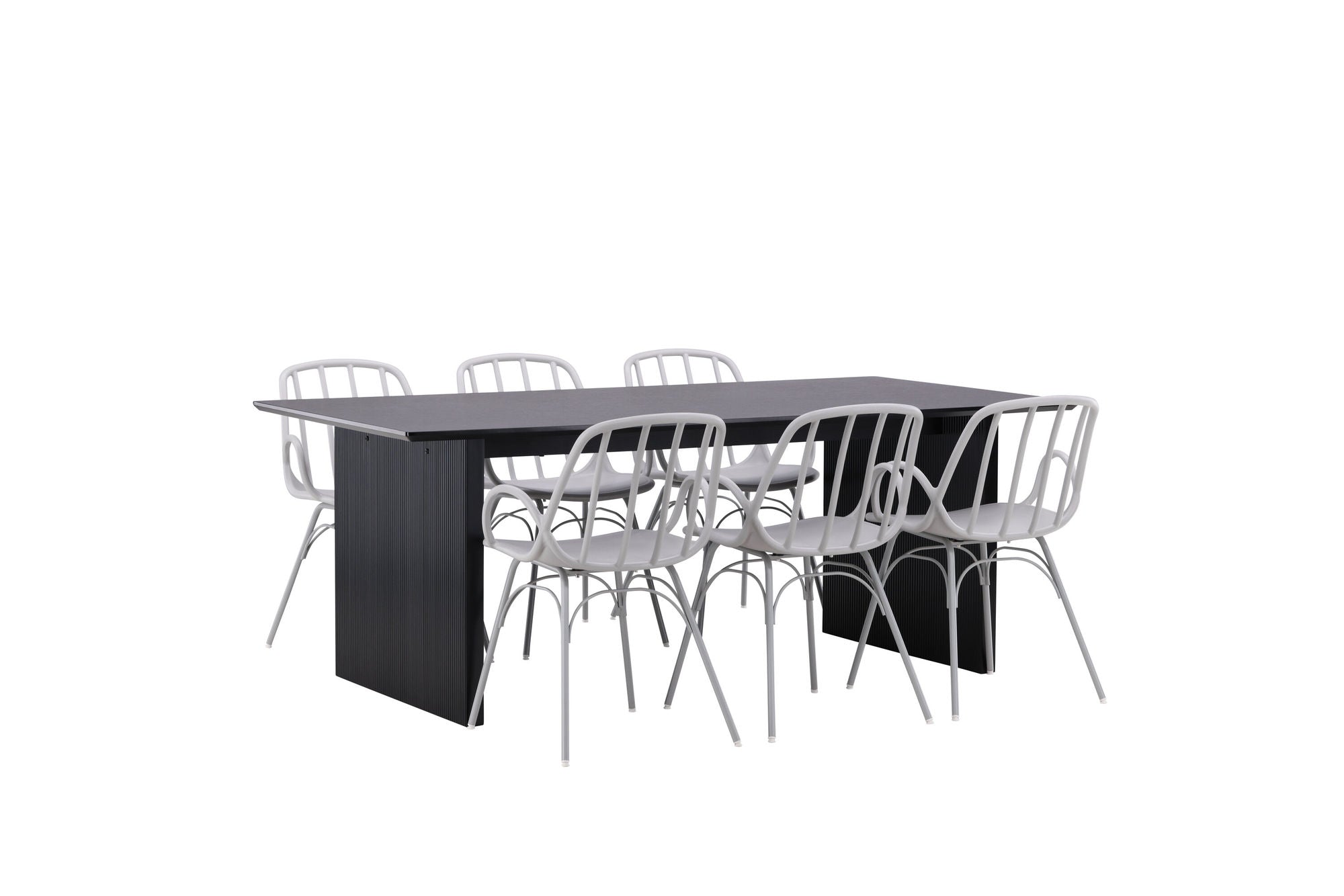 Venture Home Vail spisebord - Black / Smoked Black MDF +Dyrön Spisebordsstol - Greige Polypropylene _6