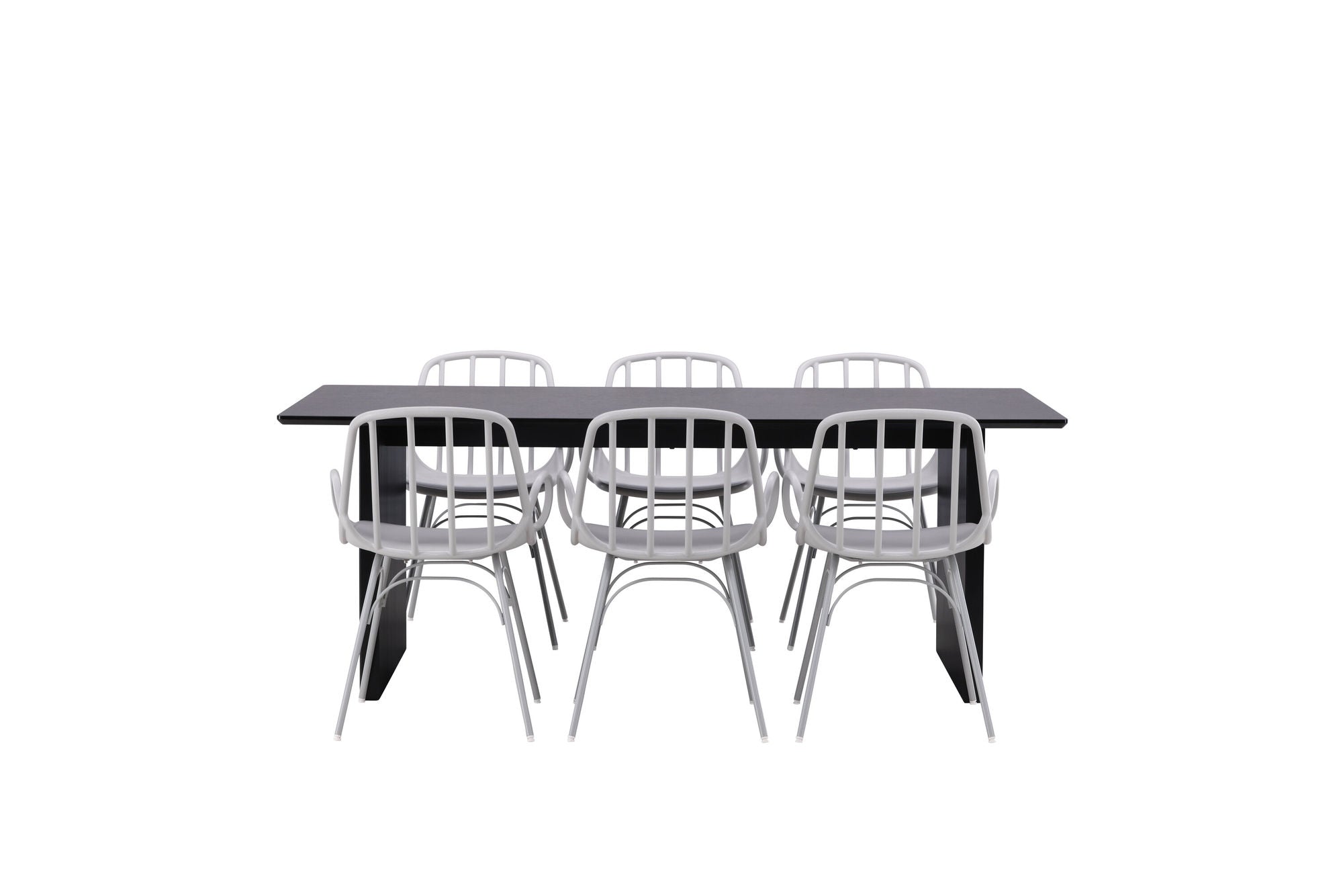 Venture Home Vail spisebord - Black / Smoked Black MDF +Dyrön Spisebordsstol - Greige Polypropylene _6