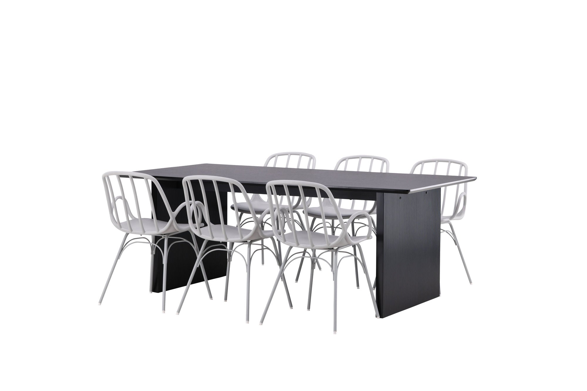 Venture Home Vail spisebord - Black / Smoked Black MDF +Dyrön Spisebordsstol - Greige Polypropylene _6