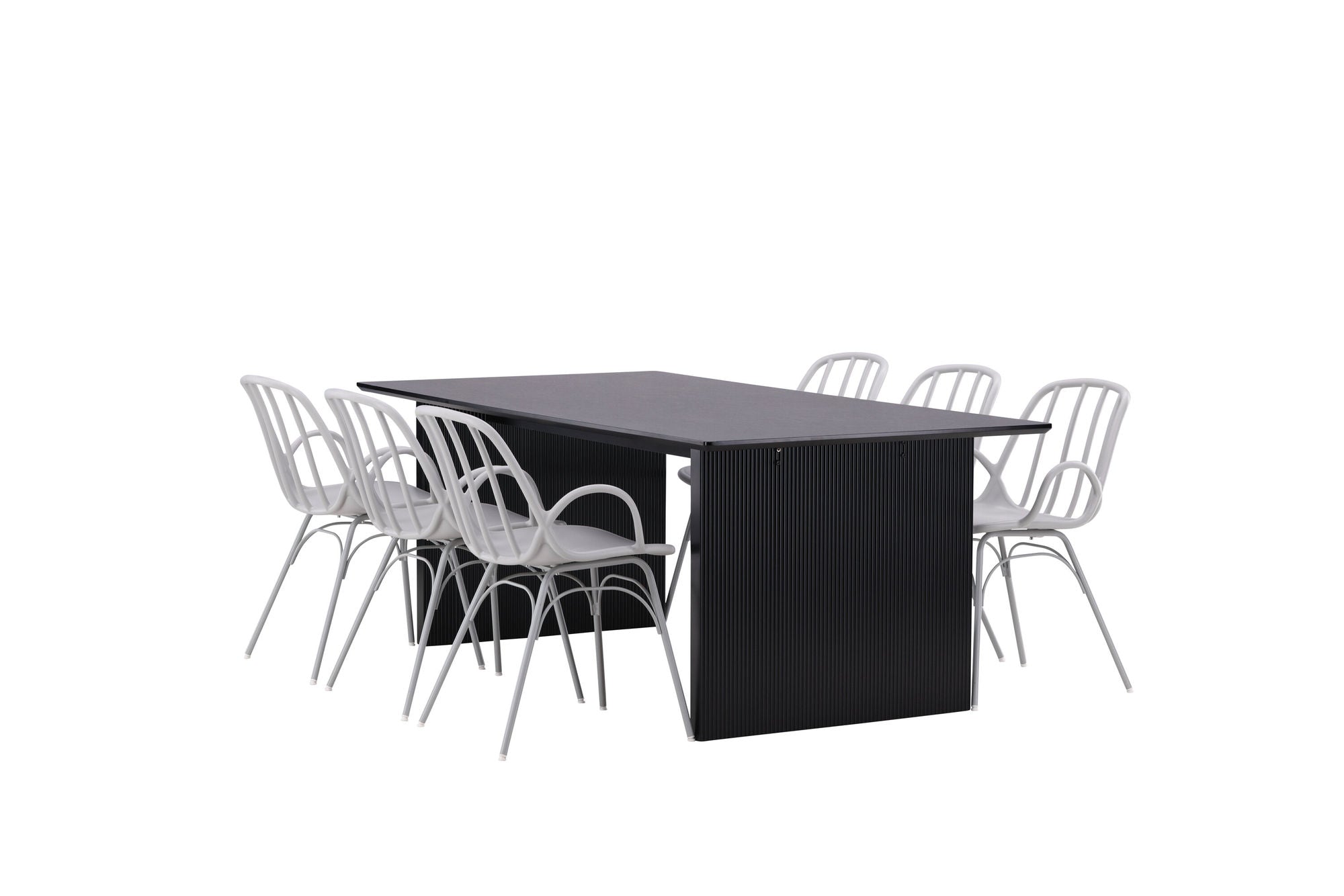 Venture Home Vail spisebord - Black / Smoked Black MDF +Dyrön Spisebordsstol - Greige Polypropylene _6
