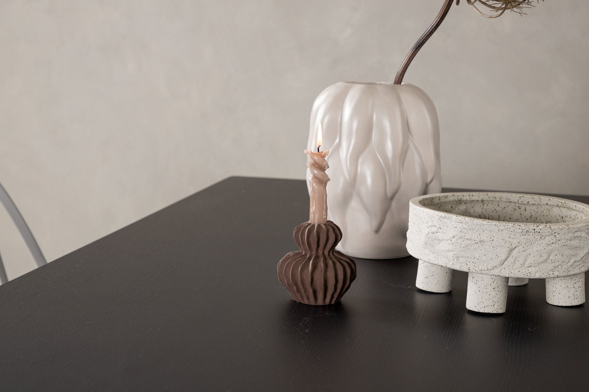 Venture Home Vail spisebord - Black / Smoked Black MDF +Dyrön Spisebordsstol - Greige Polypropylene _6
