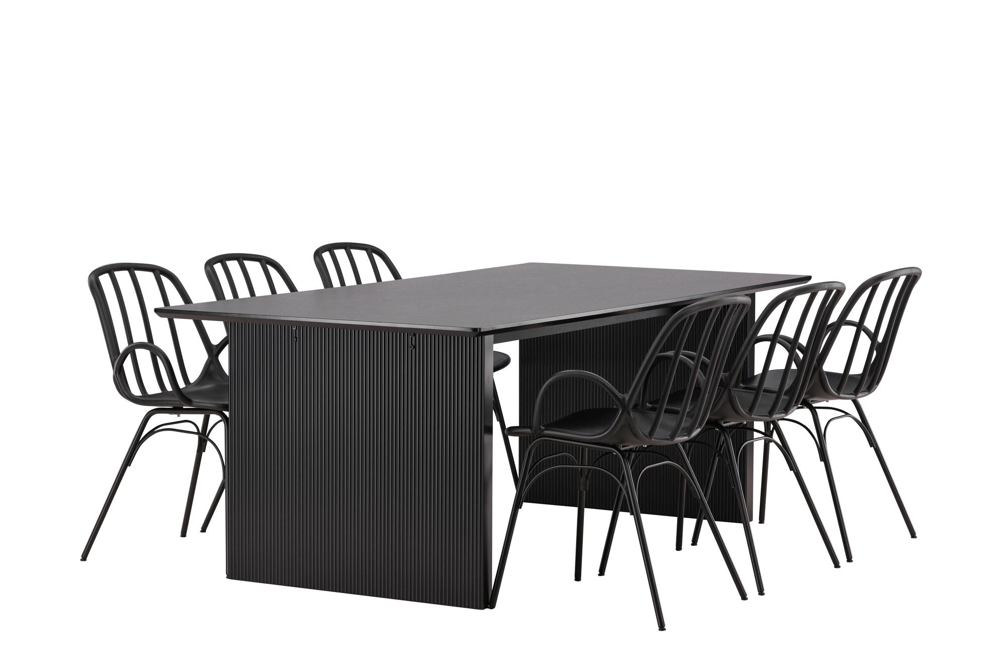 Venture Home Vail spisebord - Black / Smoked Black MDF +Dyrön Spisebordsstol - Black Polypropylene _6