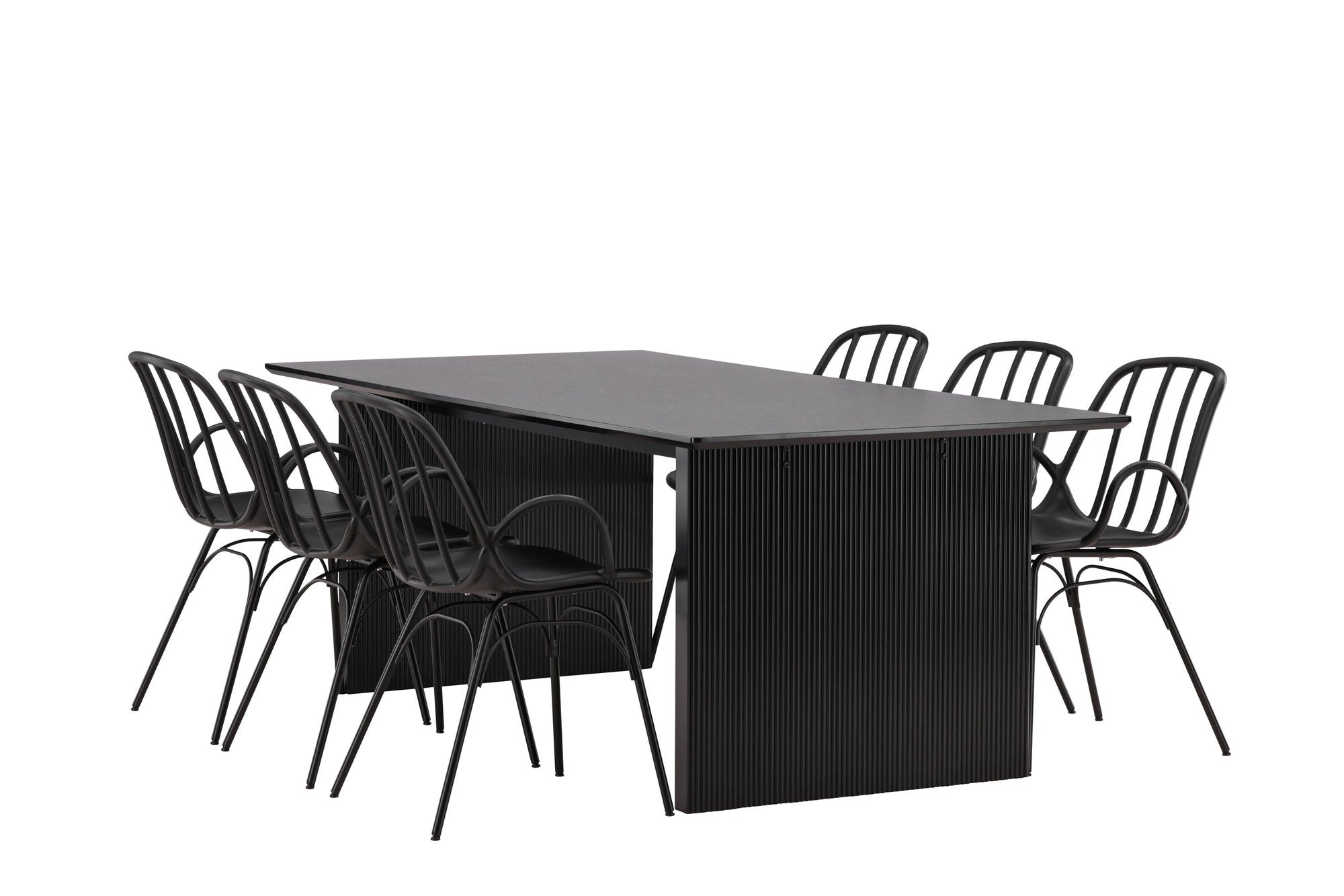 Venture Home Vail spisebord - Black / Smoked Black MDF +Dyrön Spisebordsstol - Black Polypropylene _6