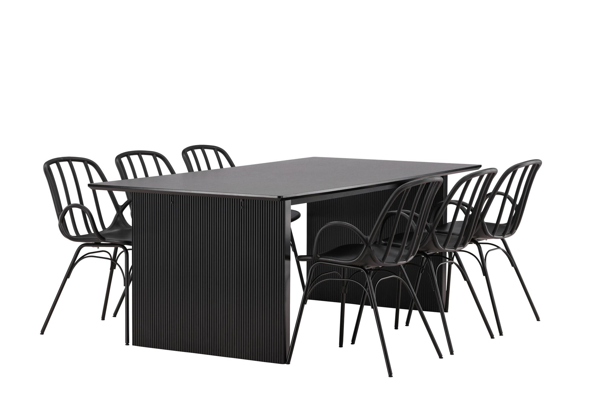 Venture Home Vail spisebord - Black / Smoked Black MDF +Dyrön Spisebordsstol - Black Polypropylene _6