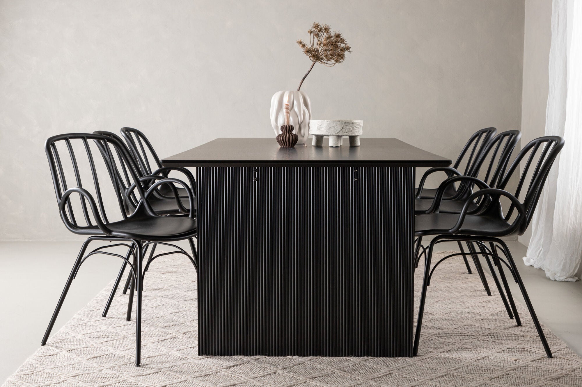 Venture Home Vail spisebord - Black / Smoked Black MDF +Dyrön Spisebordsstol - Black Polypropylene _6