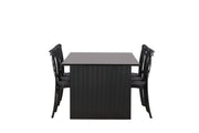 Venture Home Vail spisebord - Black / Smoked Black MDF +Crosett Spisebordsstol - Matte Black / Matte Black Plastic _6