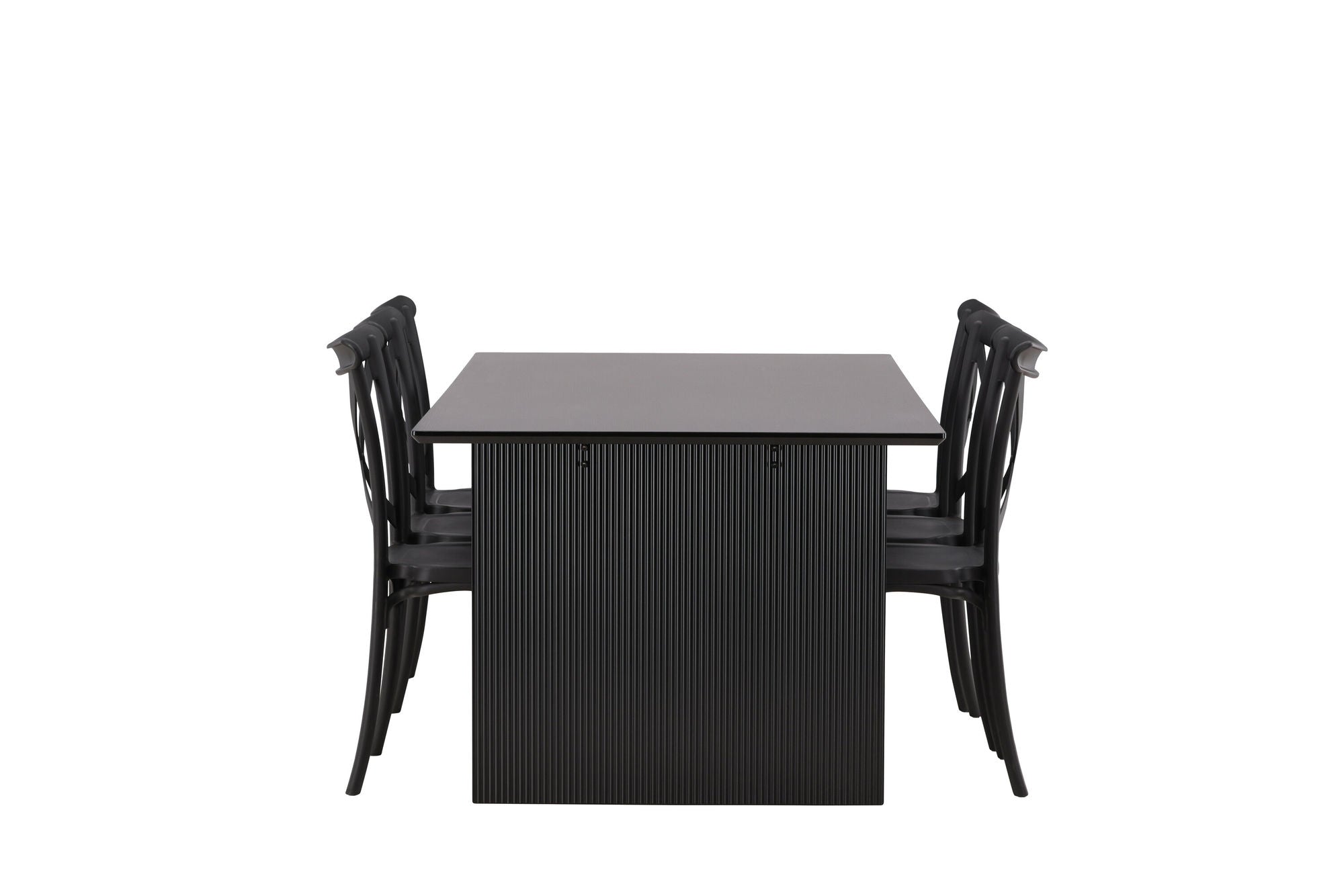 Venture Home Vail spisebord - Black / Smoked Black MDF +Crosett Spisebordsstol - Matte Black / Matte Black Plastic _6