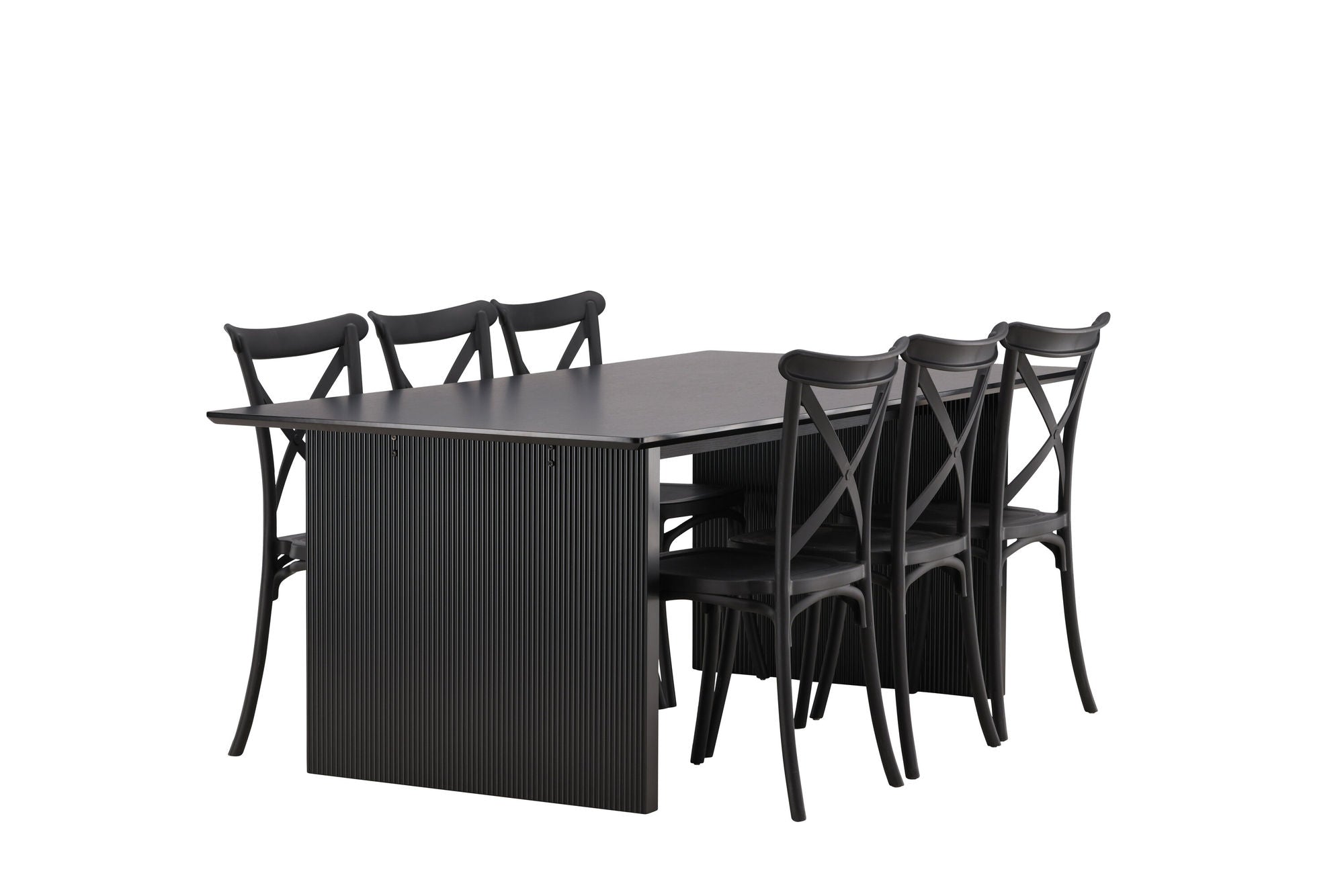 Venture Home Vail spisebord - Black / Smoked Black MDF +Crosett Spisebordsstol - Matte Black / Matte Black Plastic _6
