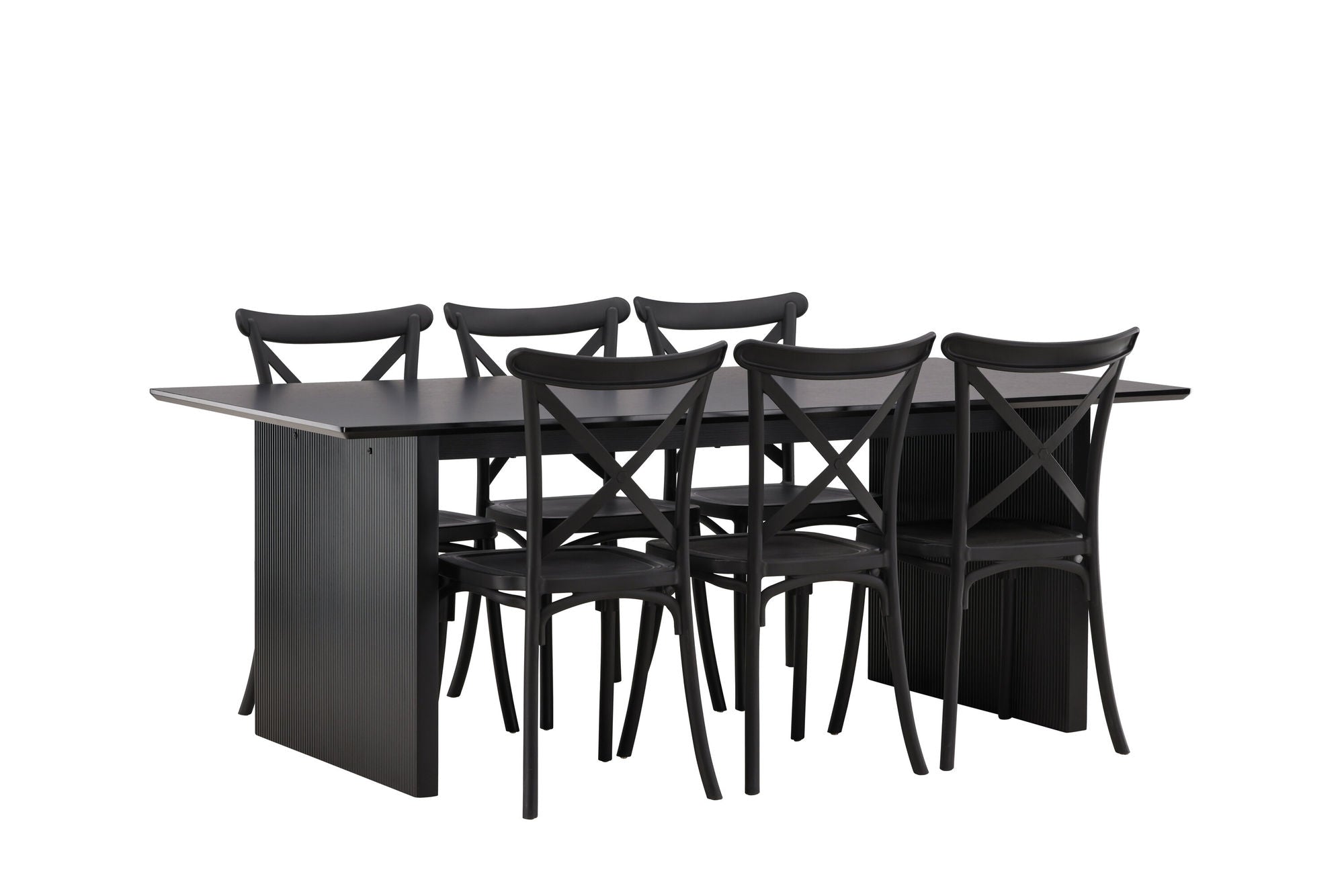 Venture Home Vail spisebord - Black / Smoked Black MDF +Crosett Spisebordsstol - Matte Black / Matte Black Plastic _6