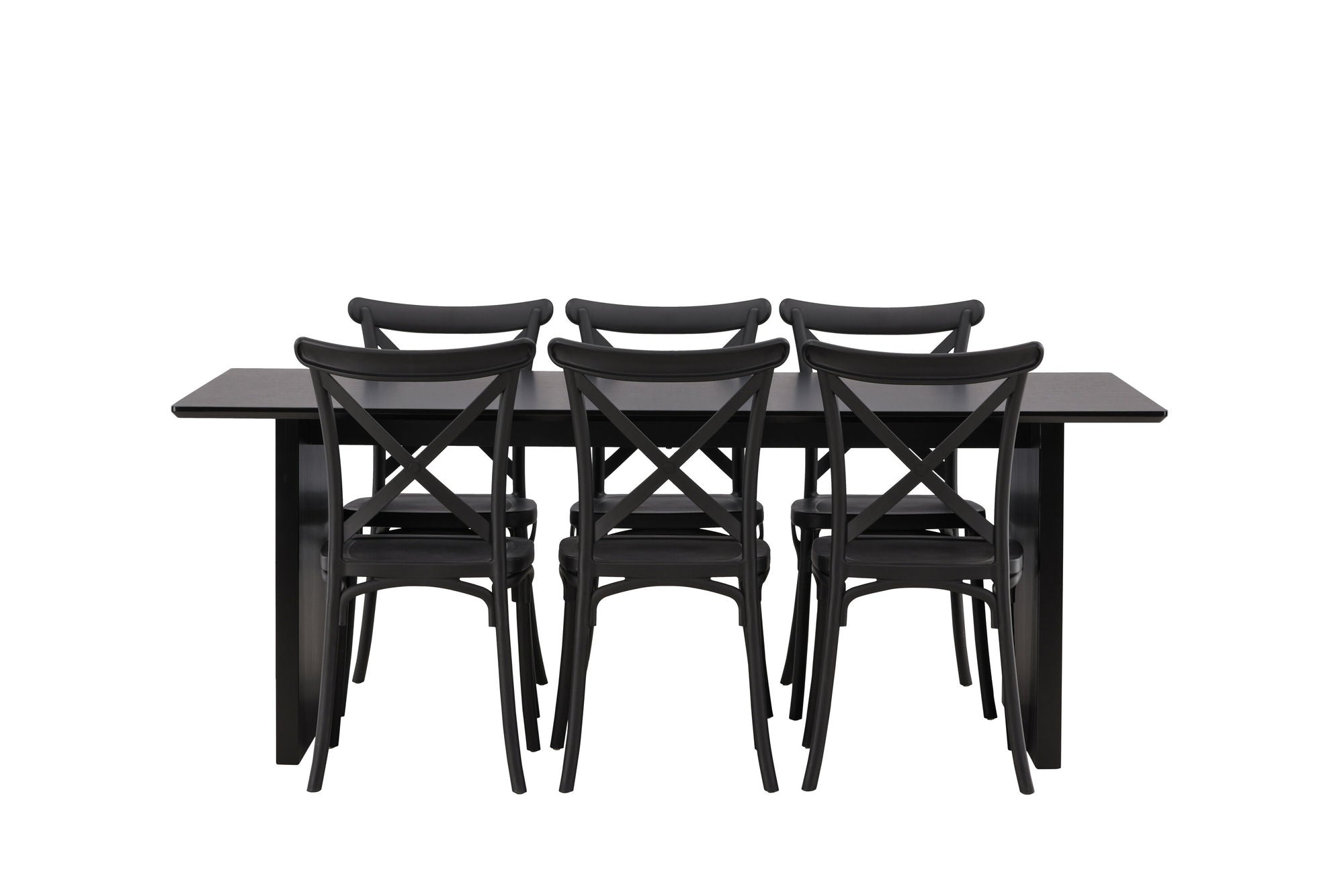 Venture Home Vail spisebord - Black / Smoked Black MDF +Crosett Spisebordsstol - Matte Black / Matte Black Plastic _6