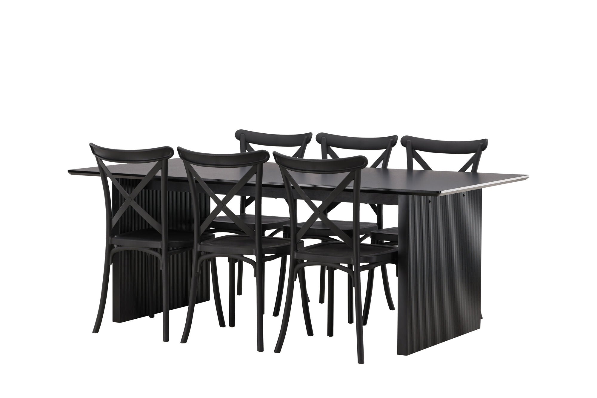 Venture Home Vail spisebord - Black / Smoked Black MDF +Crosett Spisebordsstol - Matte Black / Matte Black Plastic _6