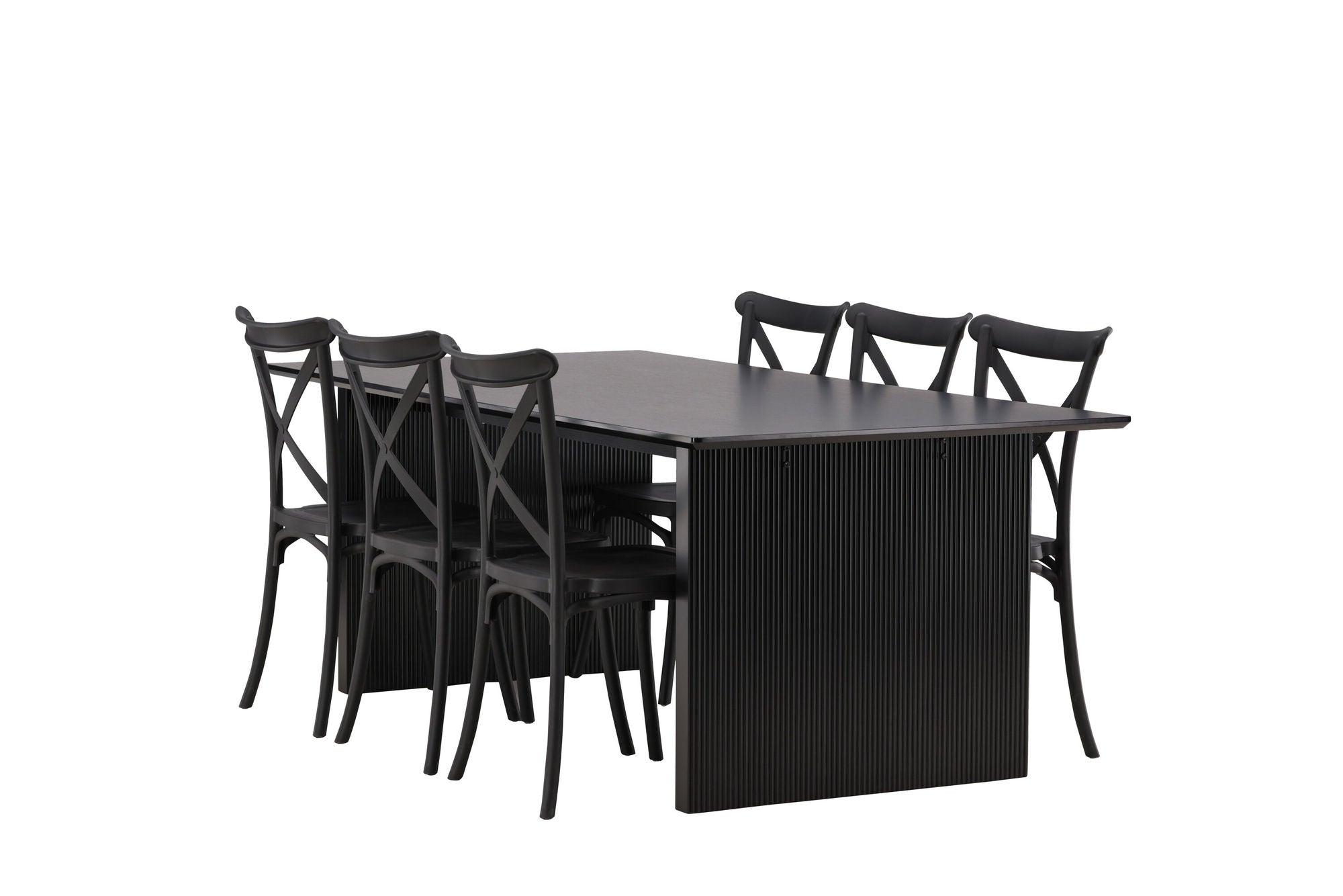 Venture Home Vail spisebord - Black / Smoked Black MDF +Crosett Spisebordsstol - Matte Black / Matte Black Plastic _6