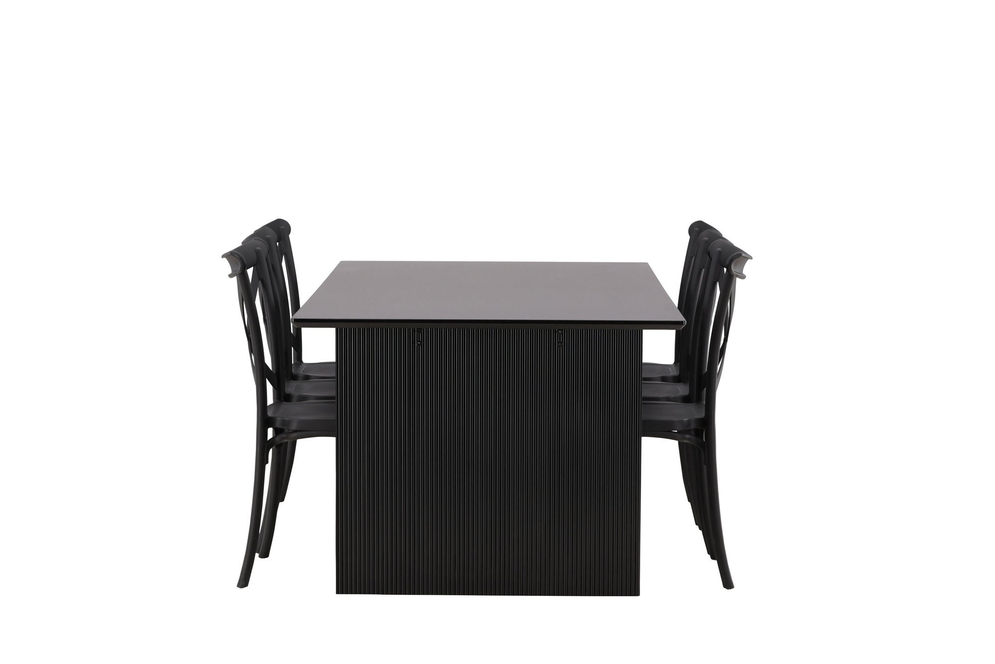 Venture Home Vail spisebord - Black / Smoked Black MDF +Crosett Spisebordsstol - Matte Black / Matte Black Plastic _6