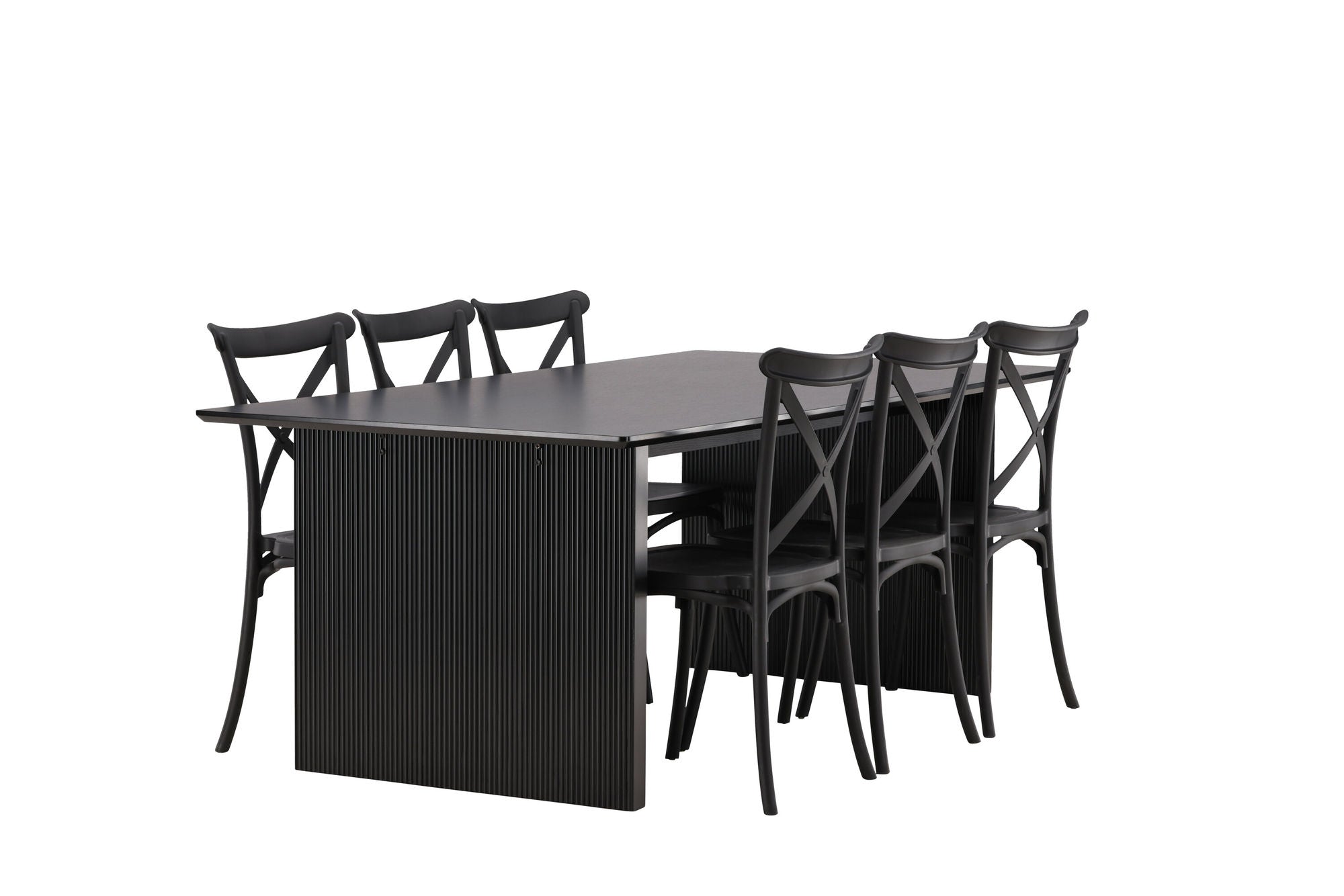 Venture Home Vail spisebord - Black / Smoked Black MDF +Crosett Spisebordsstol - Matte Black / Matte Black Plastic _6