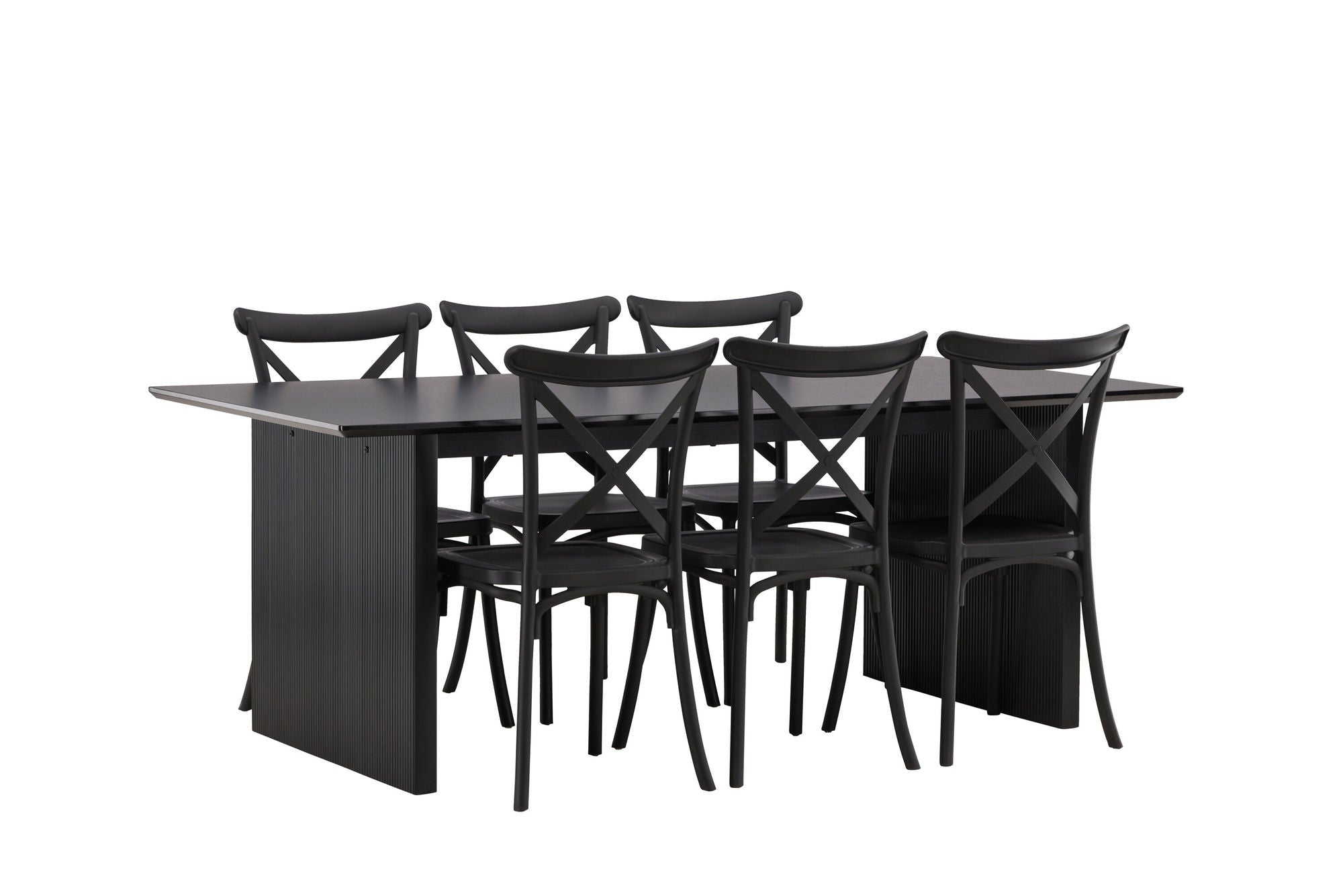 Venture Home Vail spisebord - Black / Smoked Black MDF +Crosett Spisebordsstol - Matte Black / Matte Black Plastic _6