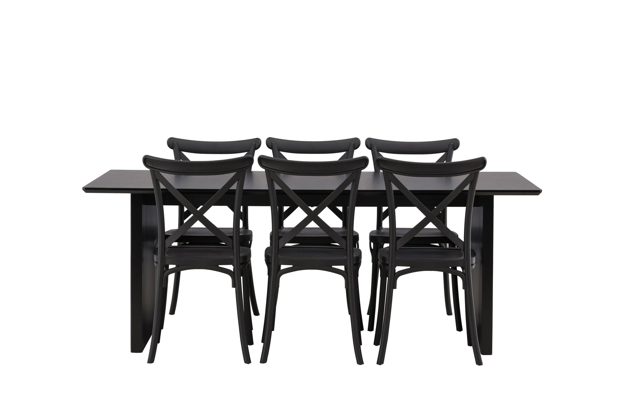 Venture Home Vail spisebord - Black / Smoked Black MDF +Crosett Spisebordsstol - Matte Black / Matte Black Plastic _6