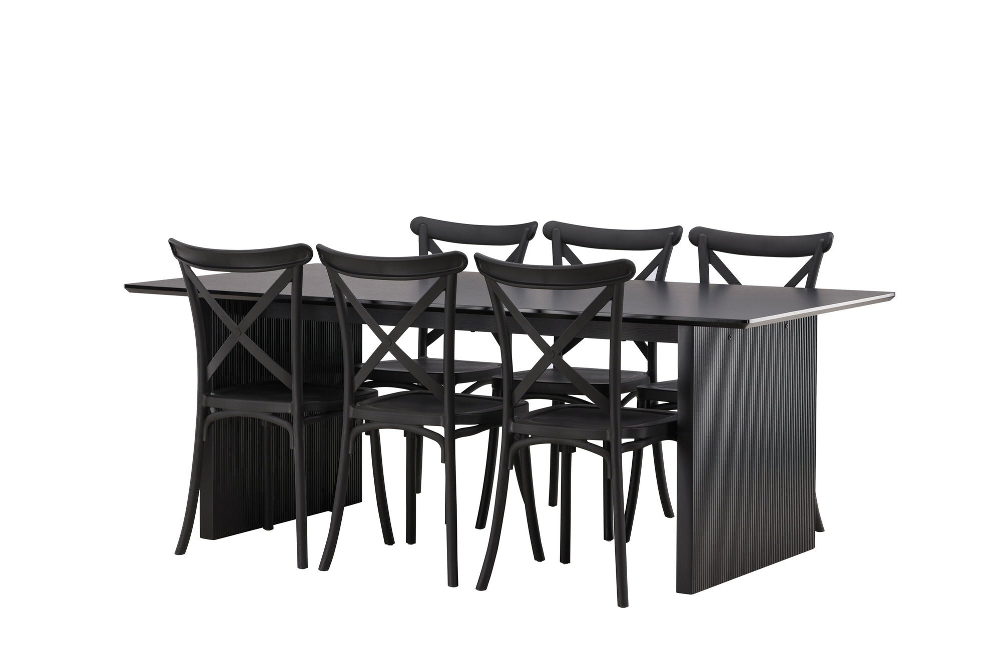 Venture Home Vail spisebord - Black / Smoked Black MDF +Crosett Spisebordsstol - Matte Black / Matte Black Plastic _6