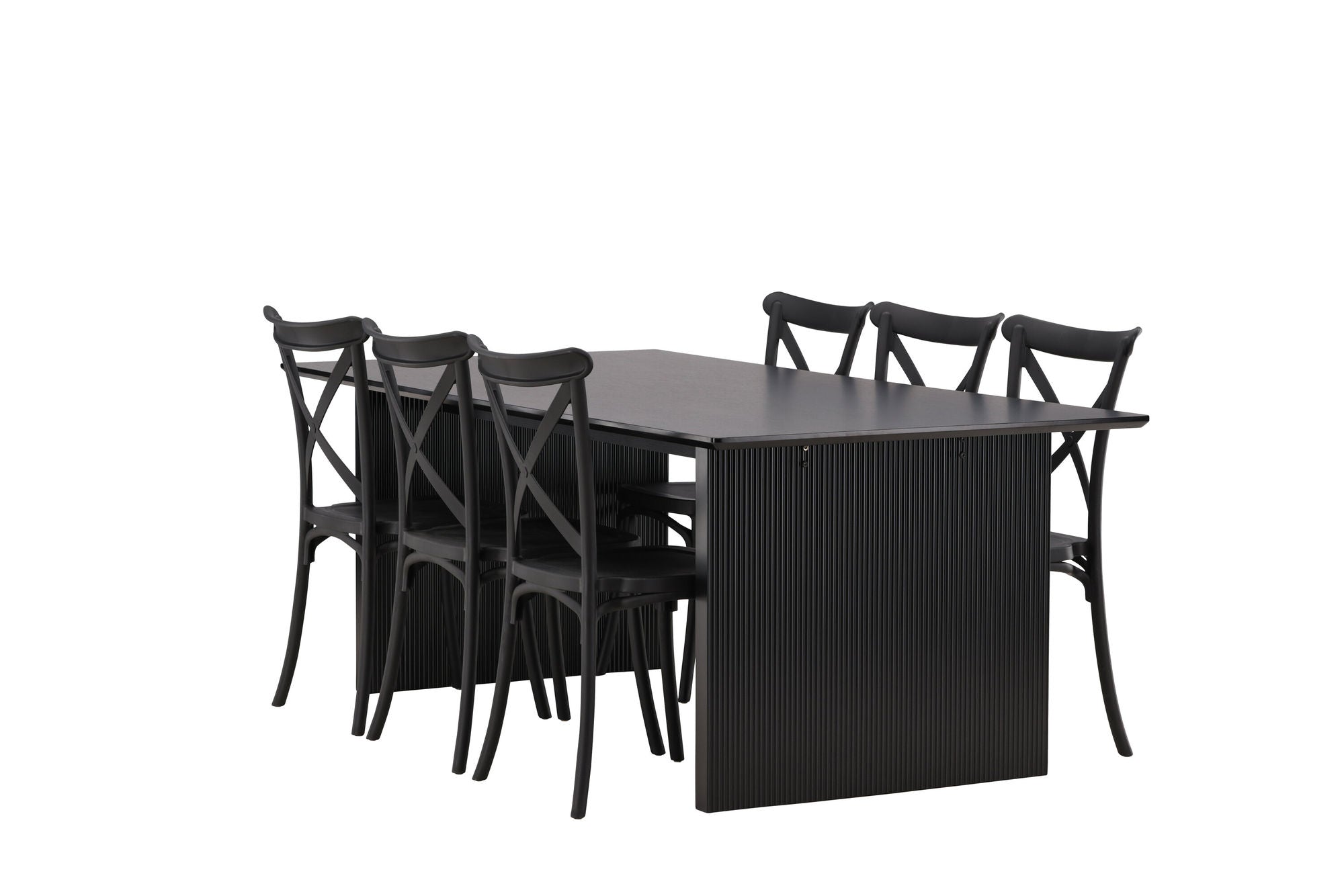 Venture Home Vail spisebord - Black / Smoked Black MDF +Crosett Spisebordsstol - Matte Black / Matte Black Plastic _6