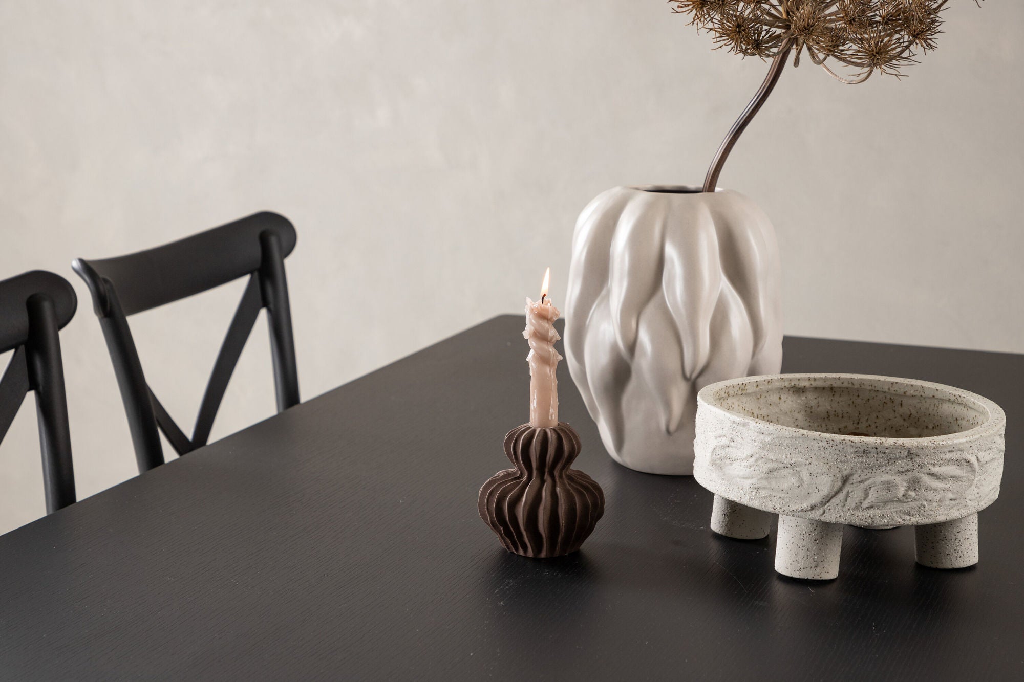 Venture Home Vail spisebord - Black / Smoked Black MDF +Crosett Spisebordsstol - Matte Black / Matte Black Plastic _6