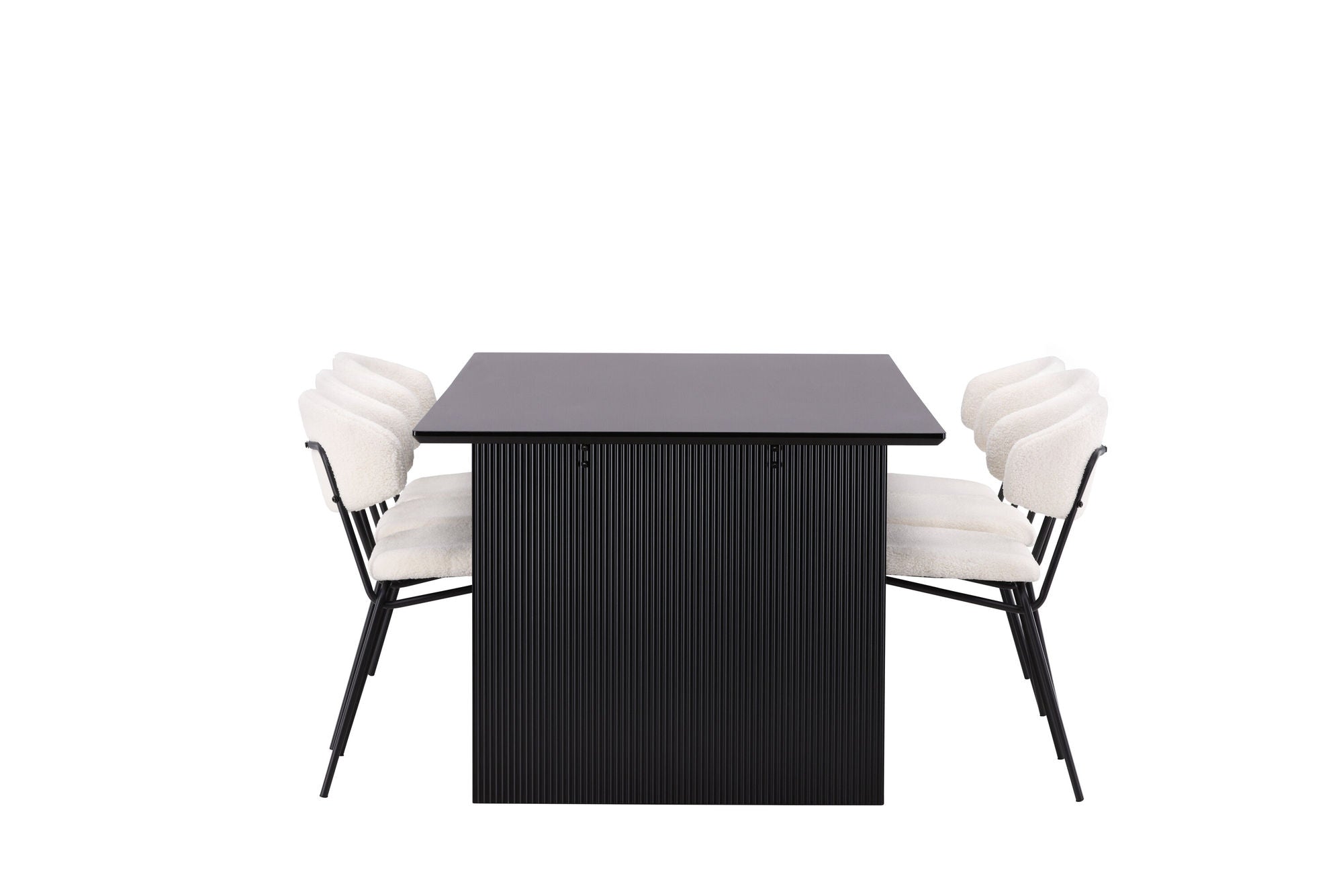 Venture Home Vail spisebord - Black / Smoked Black MDF +Chico Spisebordsstol - Black / White Boucle _6