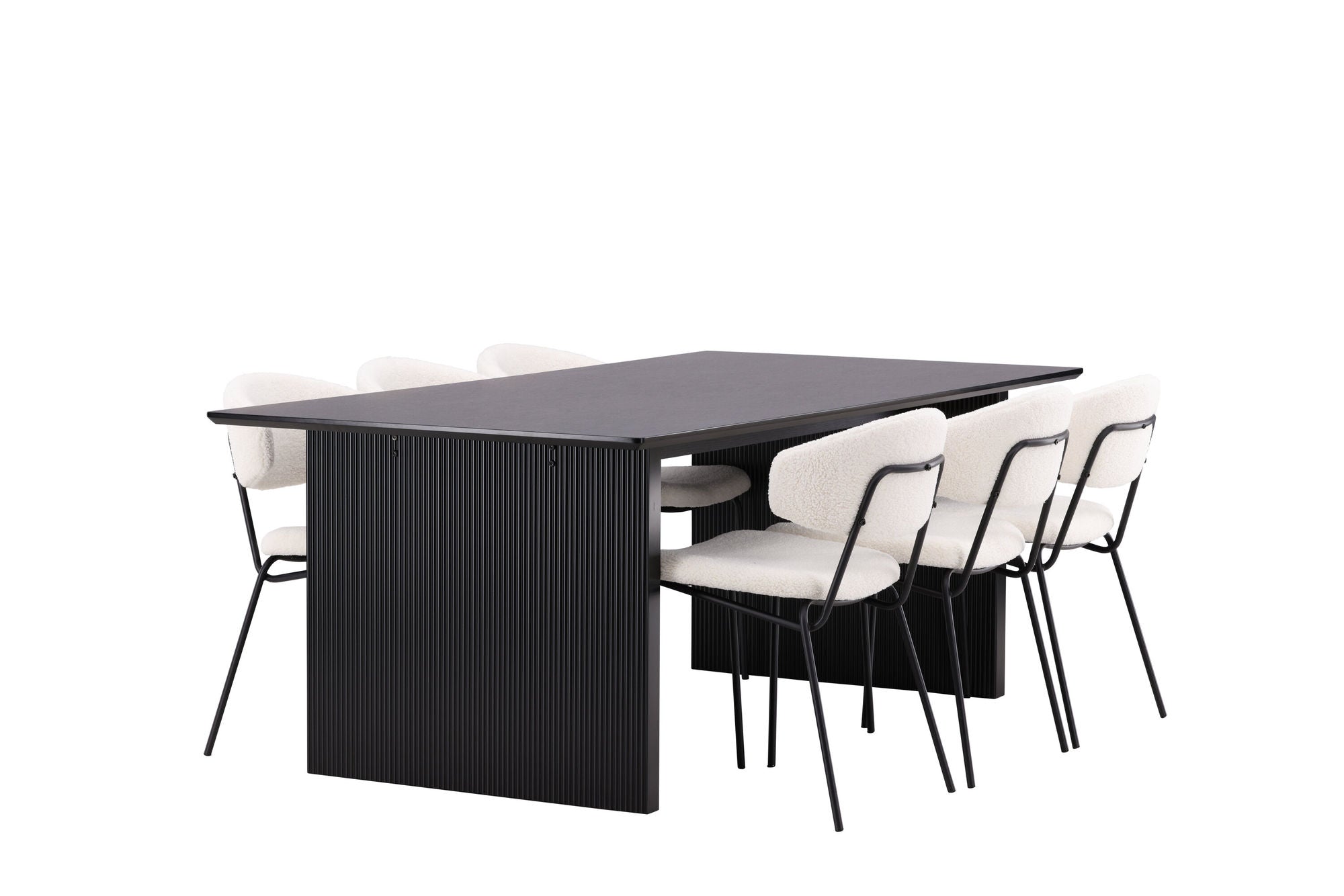Venture Home Vail spisebord - Black / Smoked Black MDF +Chico Spisebordsstol - Black / White Boucle _6