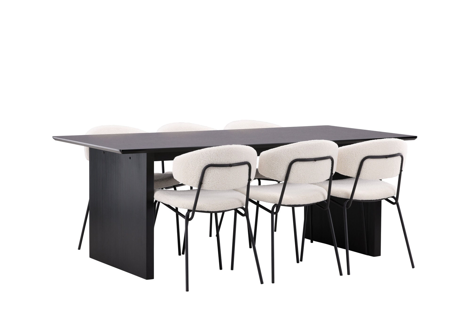 Venture Home Vail spisebord - Black / Smoked Black MDF +Chico Spisebordsstol - Black / White Boucle _6