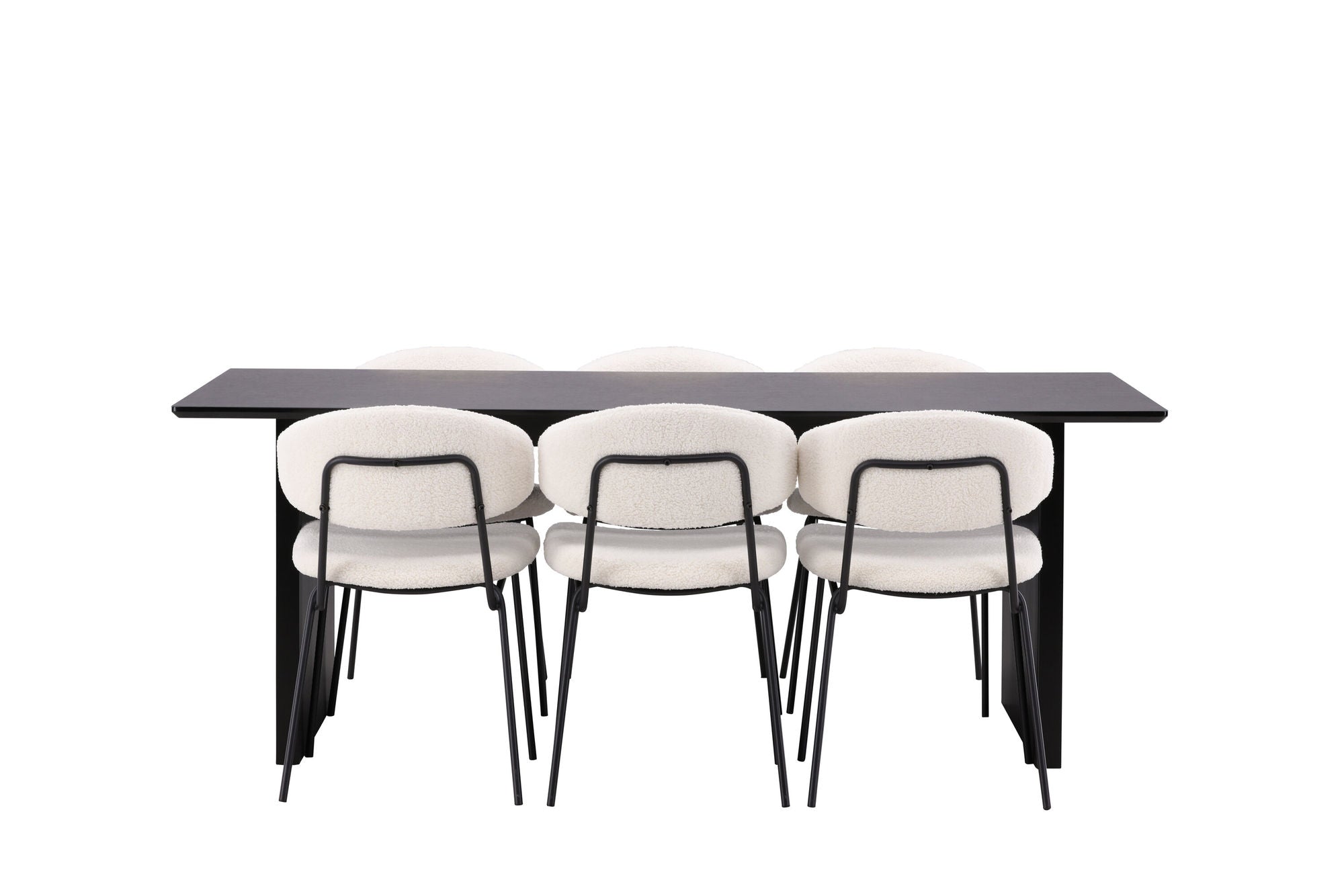 Venture Home Vail spisebord - Black / Smoked Black MDF +Chico Spisebordsstol - Black / White Boucle _6