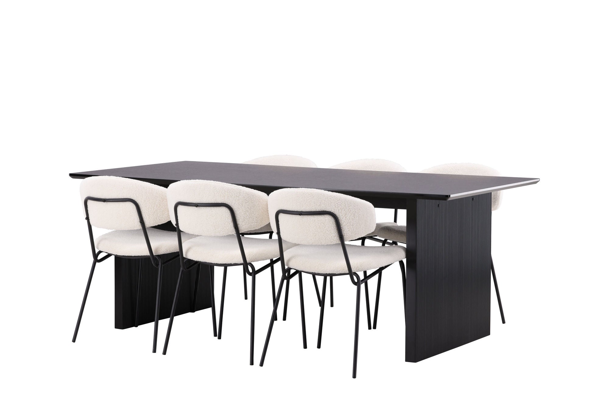 Venture Home Vail spisebord - Black / Smoked Black MDF +Chico Spisebordsstol - Black / White Boucle _6