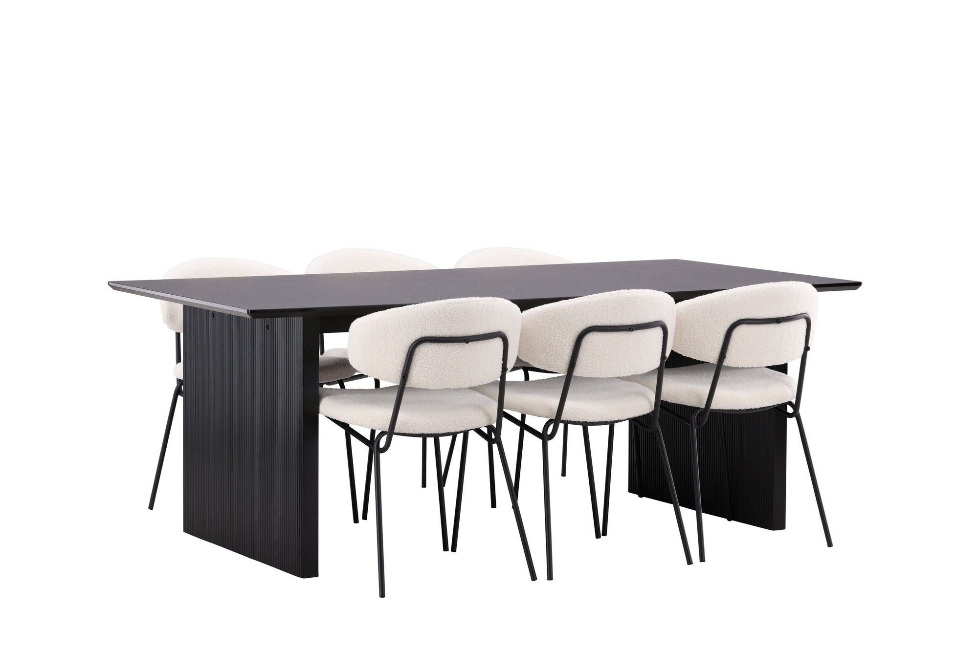 Venture Home Vail spisebord - Black / Smoked Black MDF +Chico Spisebordsstol - Black / White Boucle _6