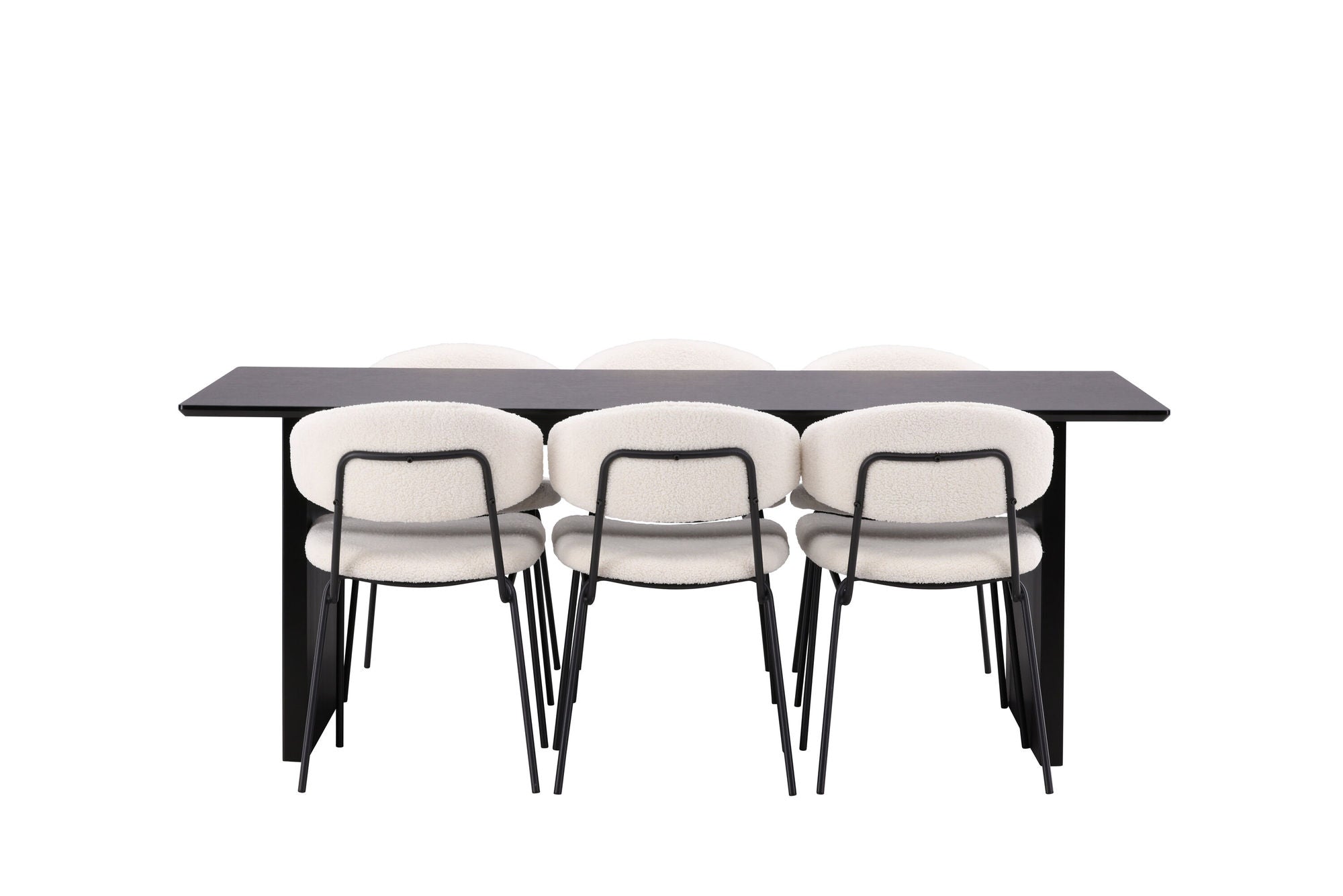 Venture Home Vail spisebord - Black / Smoked Black MDF +Chico Spisebordsstol - Black / White Boucle _6