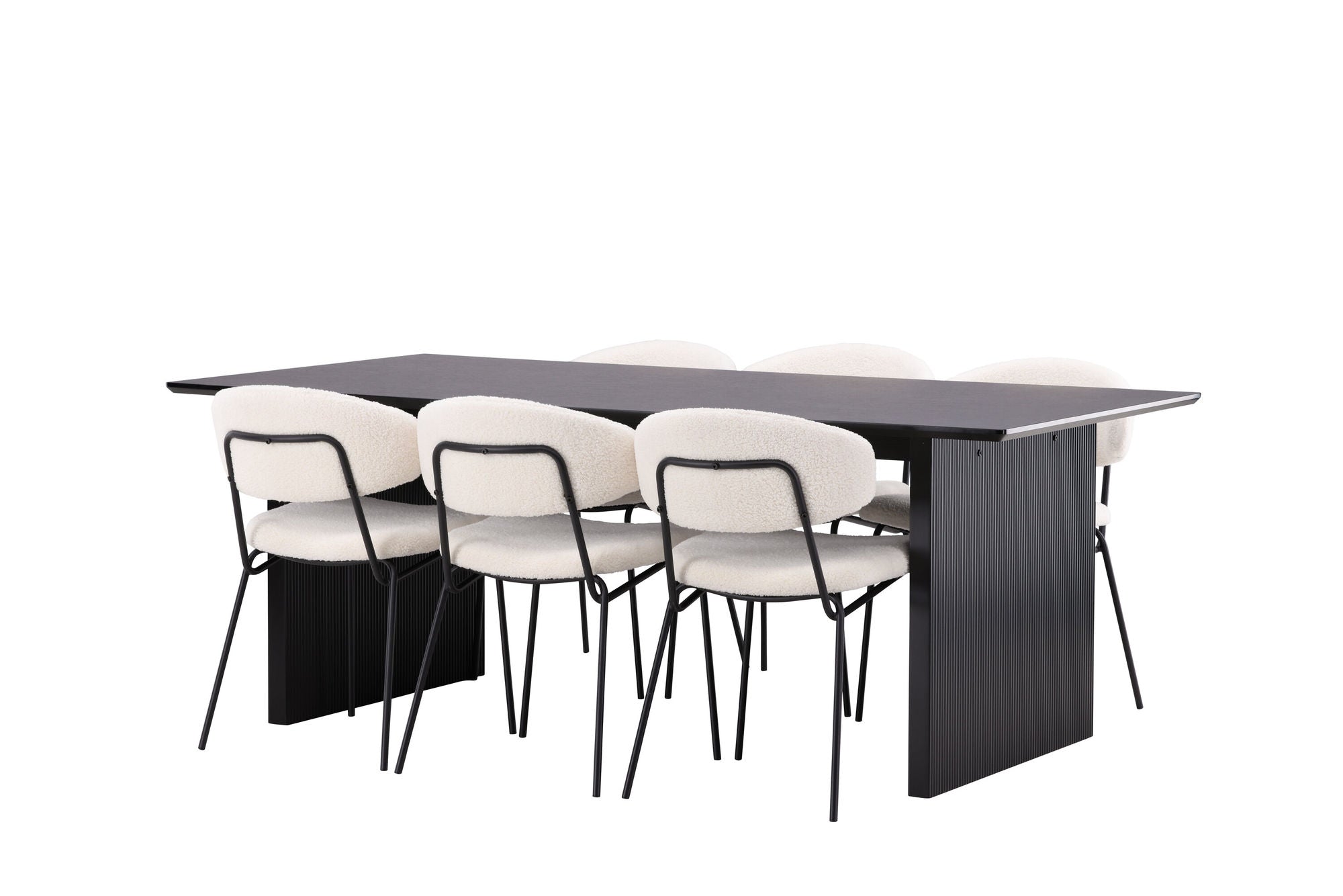 Venture Home Vail spisebord - Black / Smoked Black MDF +Chico Spisebordsstol - Black / White Boucle _6