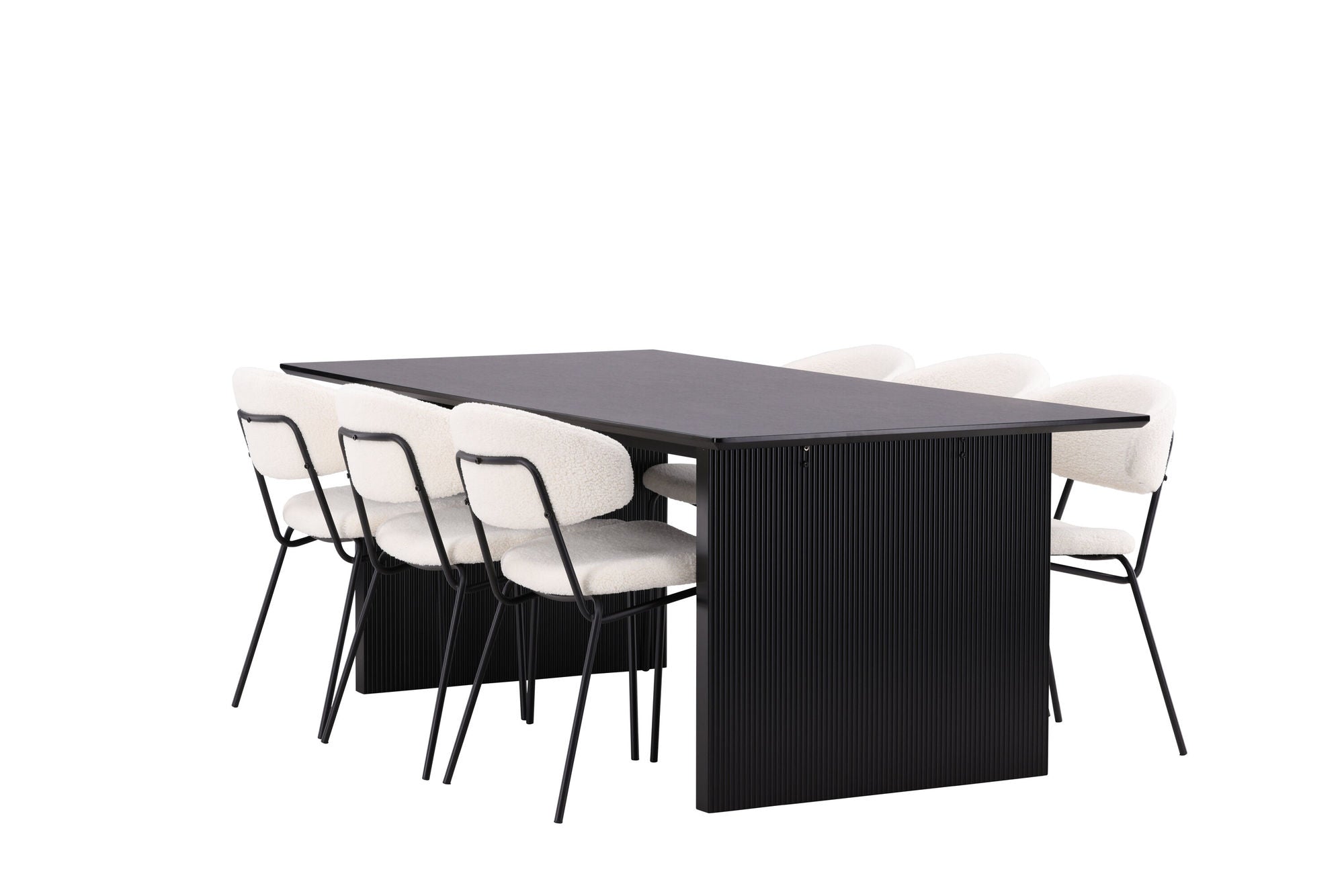 Venture Home Vail spisebord - Black / Smoked Black MDF +Chico Spisebordsstol - Black / White Boucle _6