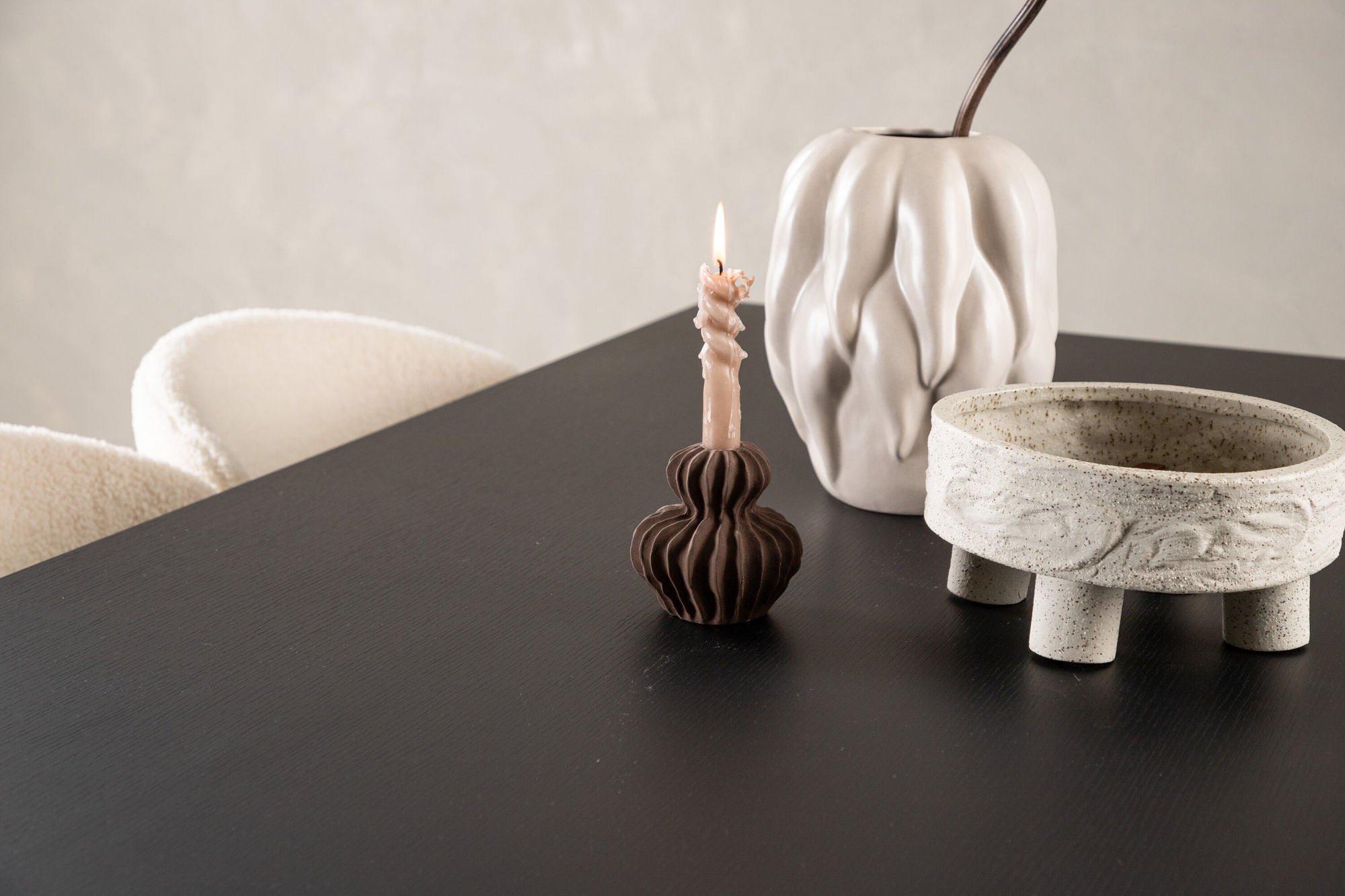 Venture Home Vail spisebord - Black / Smoked Black MDF +Chico Spisebordsstol - Black / White Boucle _6