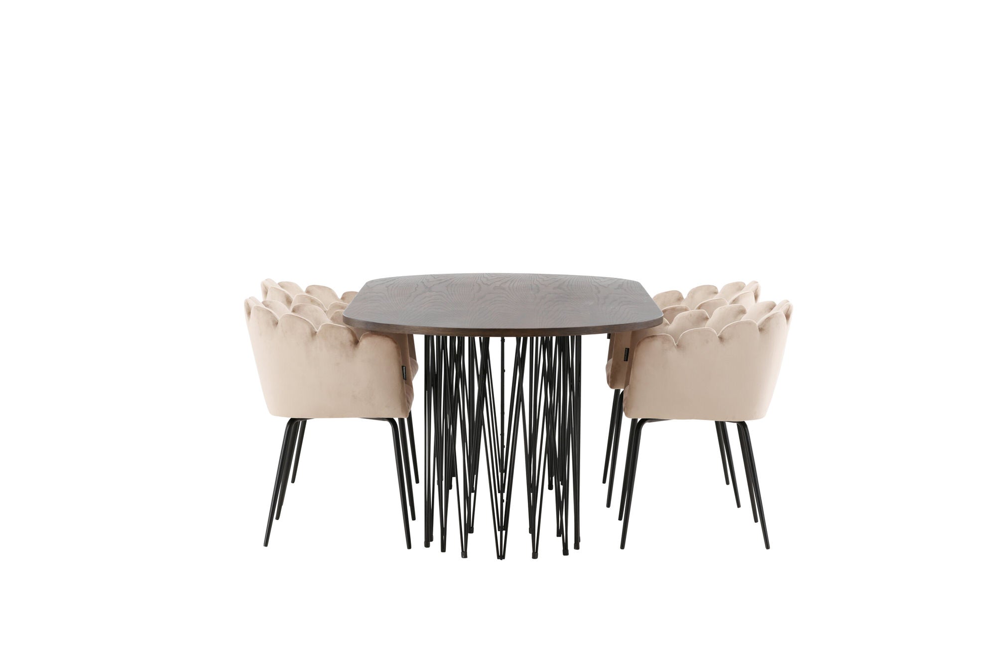Venture Home Stone oval spisebord - Black / Mocca Veneer +Limhamn stol - Black / Beige Velvet _4