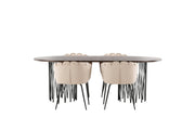 Venture Home Stone oval spisebord - Black / Mocca Veneer +Limhamn stol - Black / Beige Velvet _4