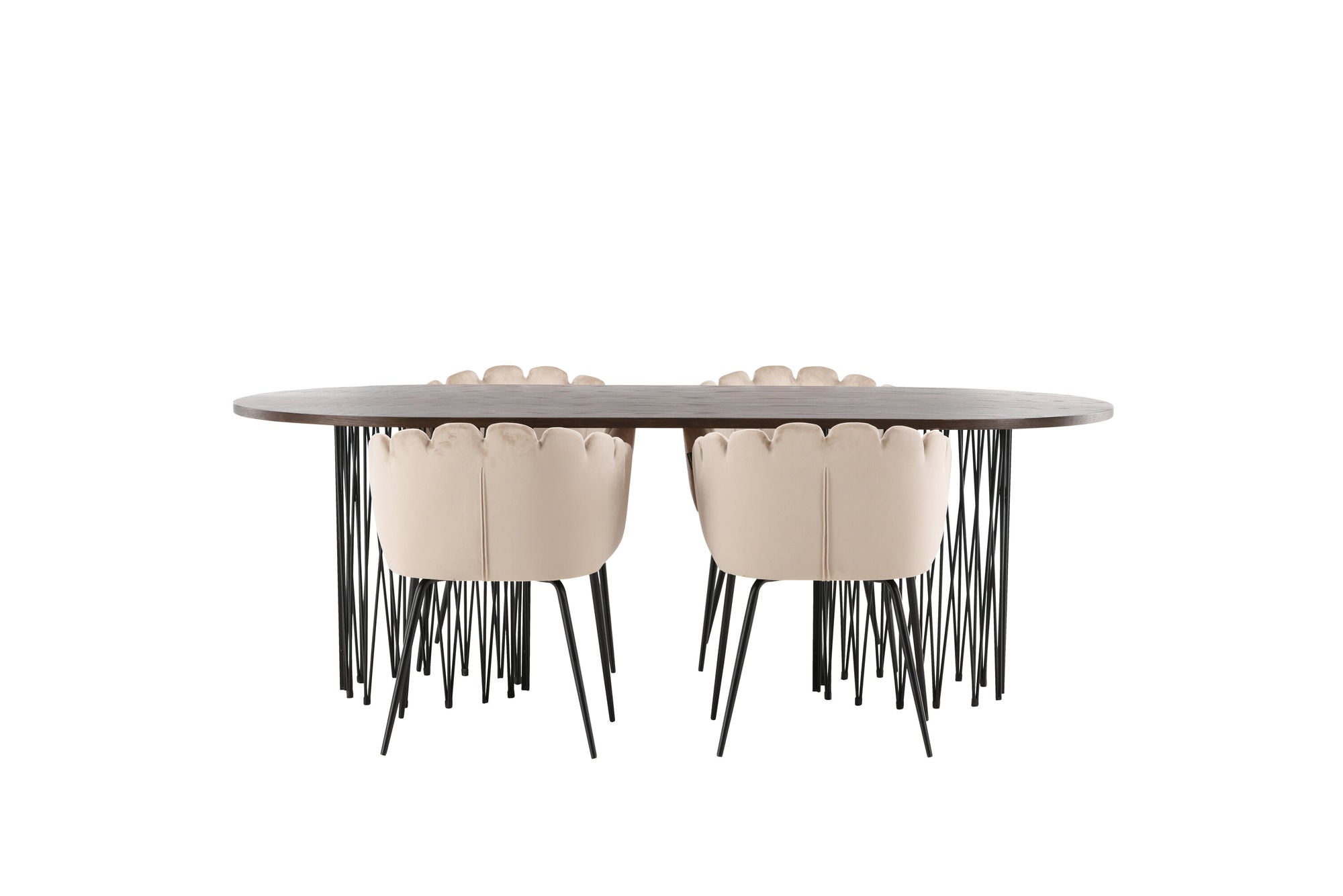 Venture Home Stone oval spisebord - Black / Mocca Veneer +Limhamn stol - Black / Beige Velvet _4
